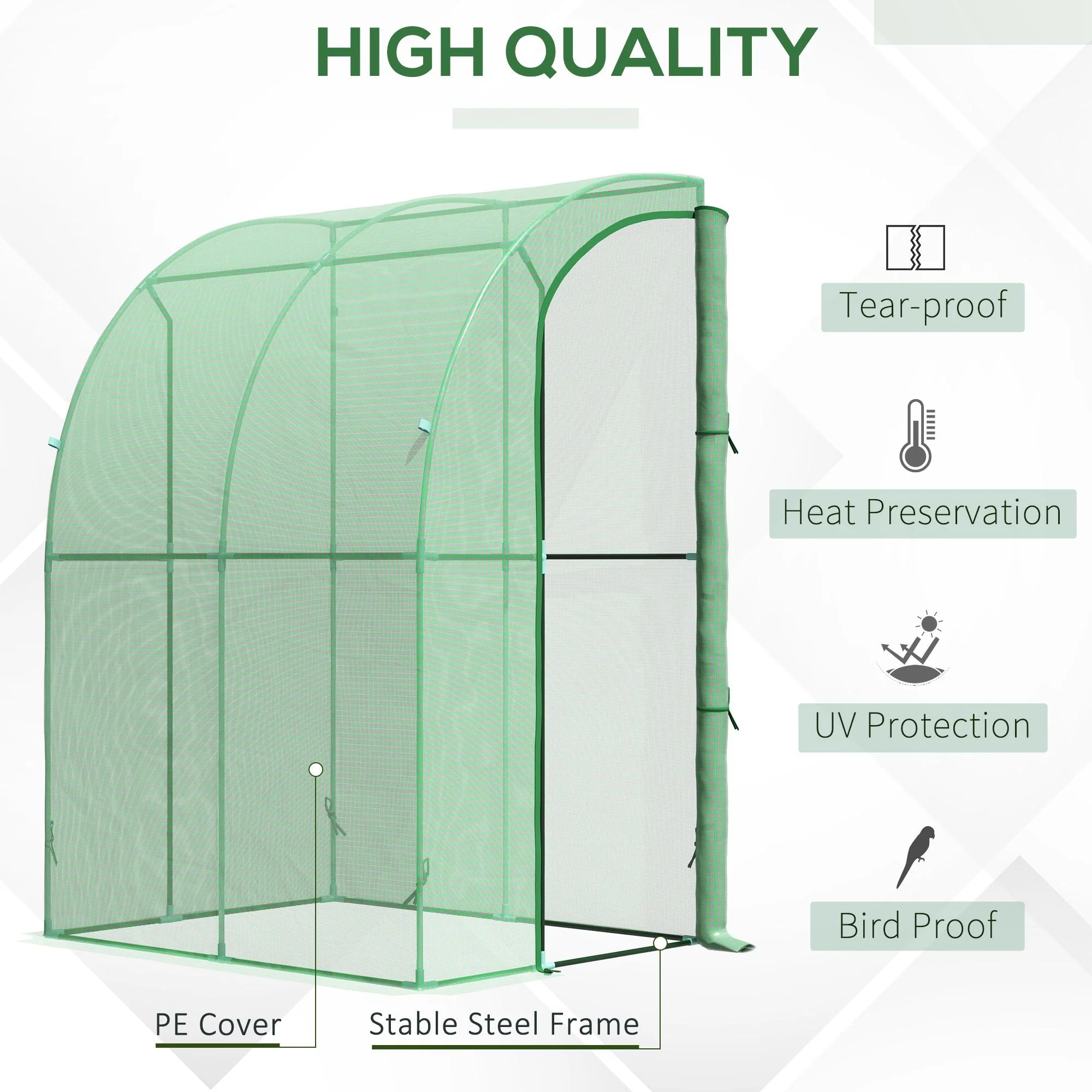 Outdoor Medium Plant Green House w/Zippered Doors Strong PE Cover 143x118x212cm - Image 4