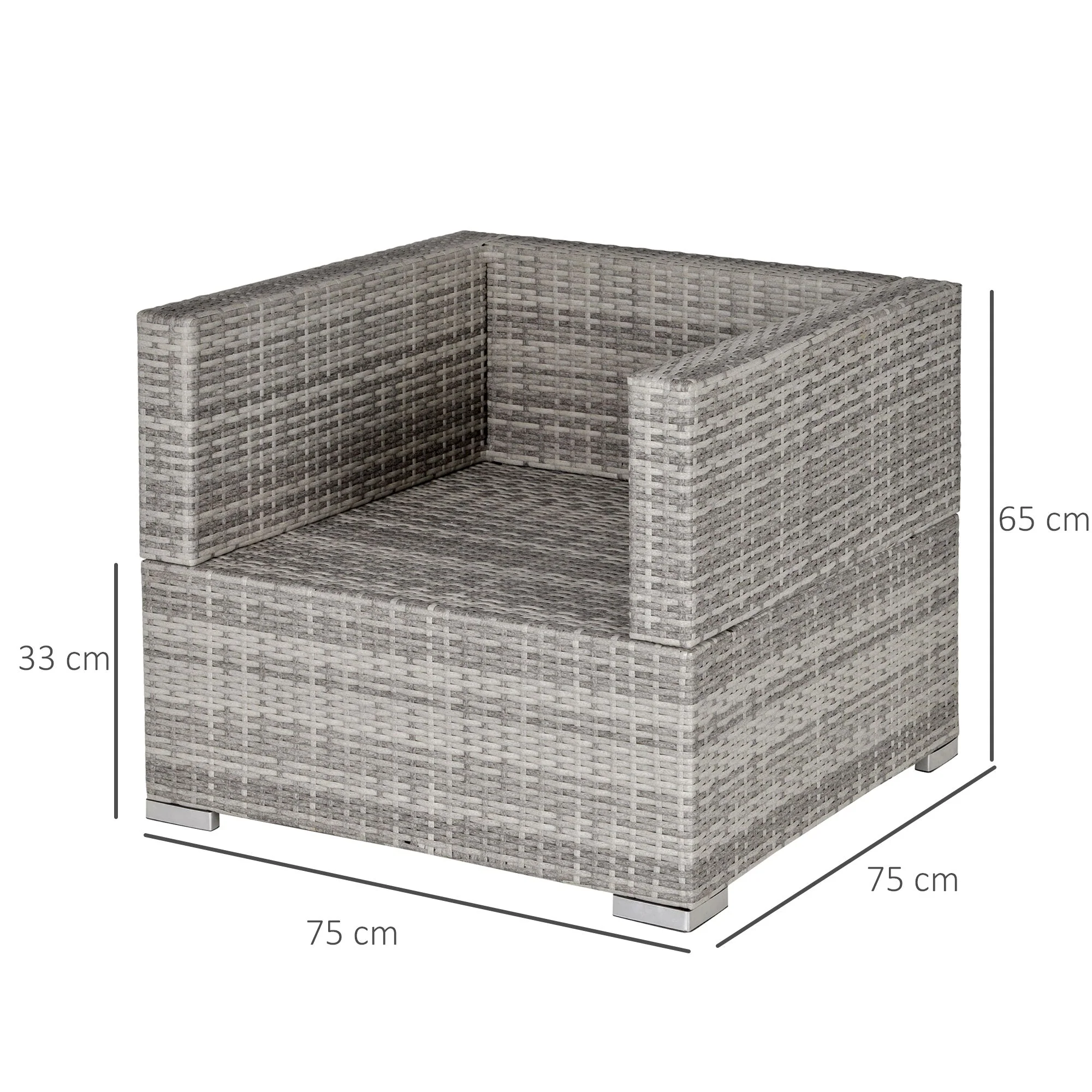Outdoor Patio Furniture Single Rattan Sofa Chair Padded Cushion All Weather for Garden Poolside Balcony Grey - Image 3