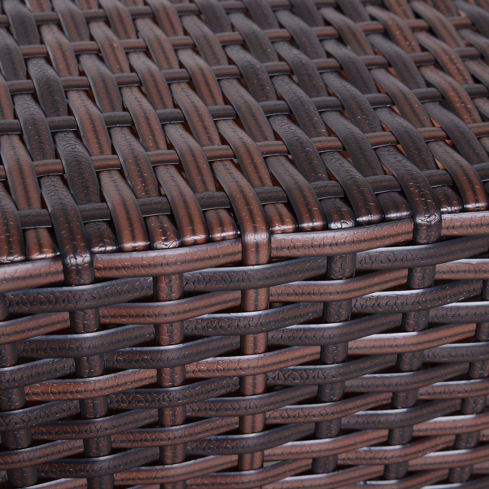 Outdoor Patio Rattan Wicker Coffee Table Bistro Side Table w/ Umbrella Hole and Storage Space - Image 5