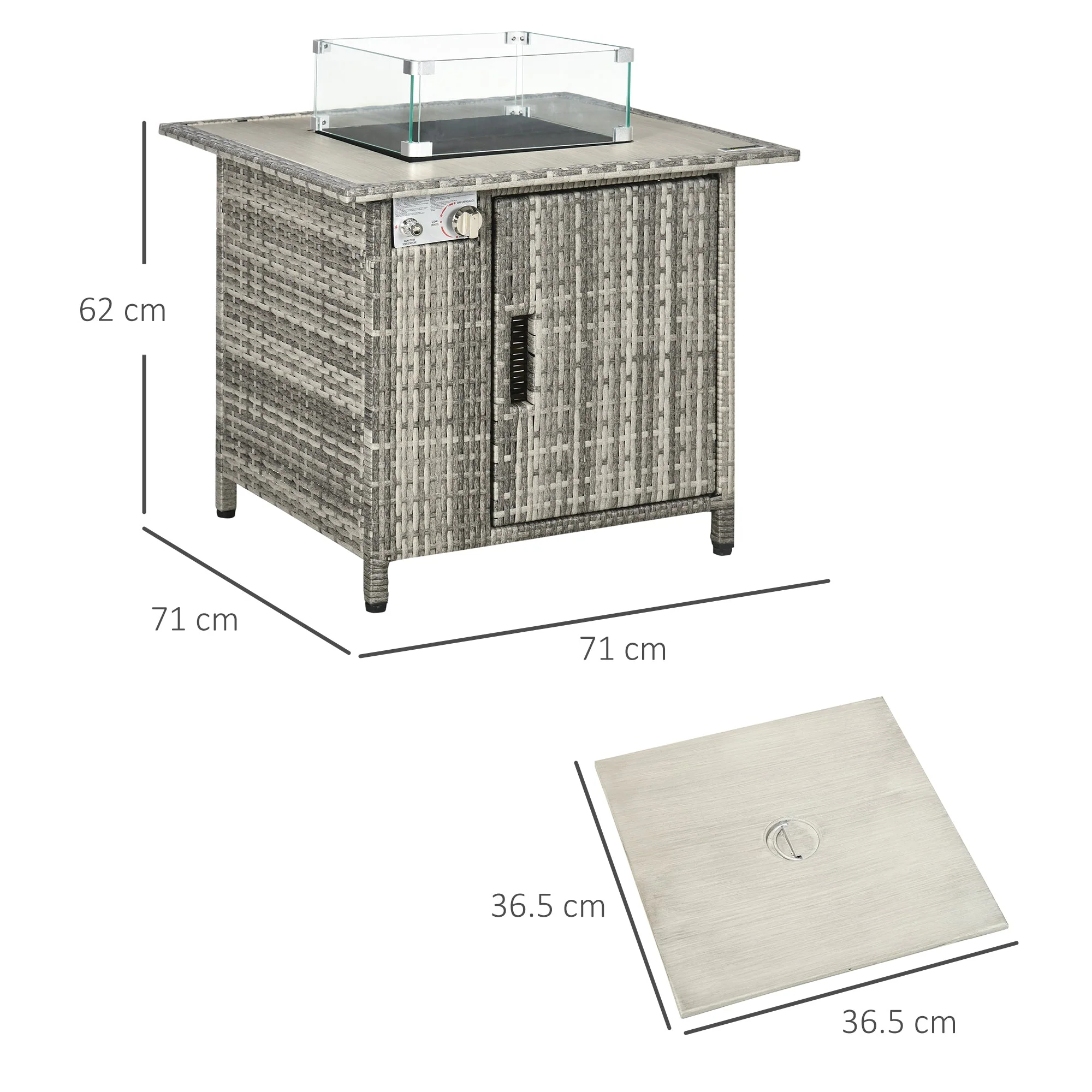 Outdoor PE Rattan Gas Fire Pit Table - Image 2
