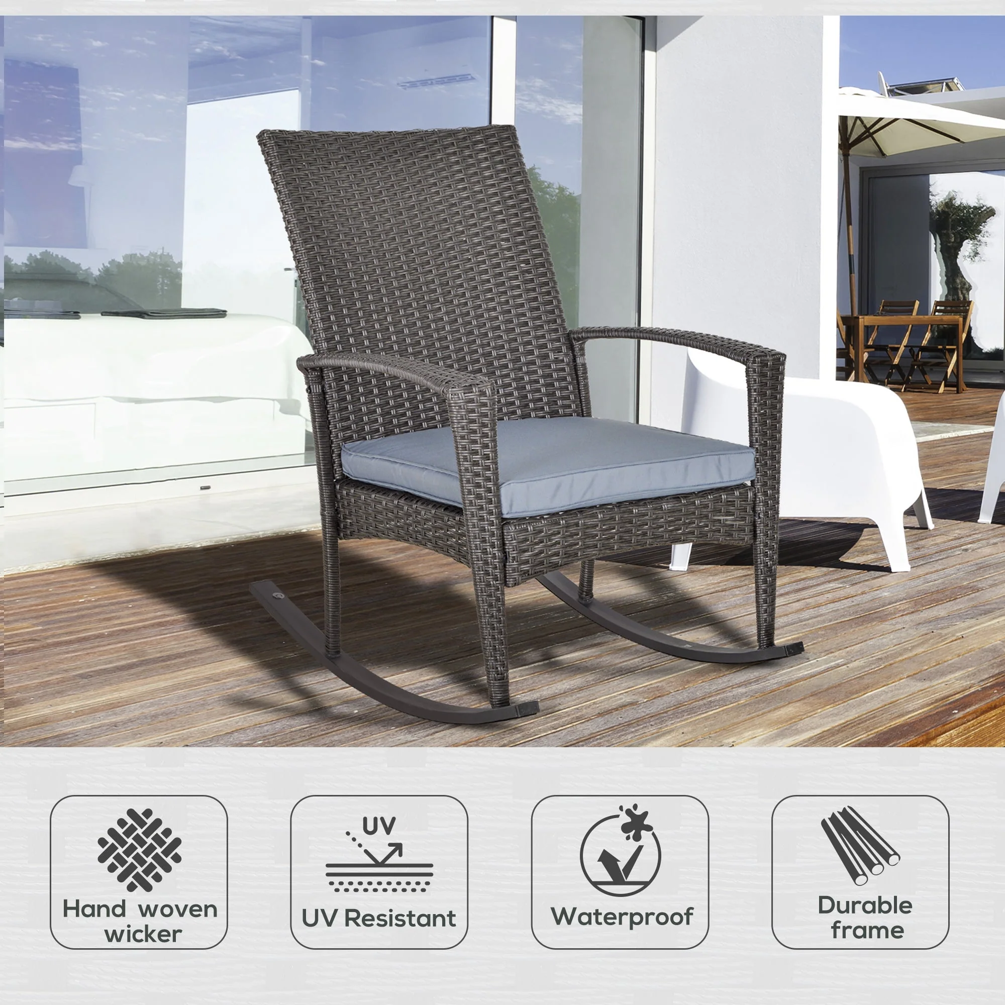 Outdoor PE Rattan Rocking Chair - Image 4
