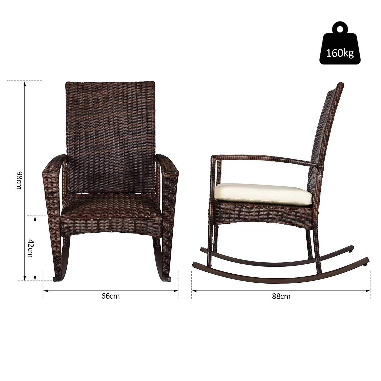 Outdoor PE Rattan Rocking Chair - Image 3