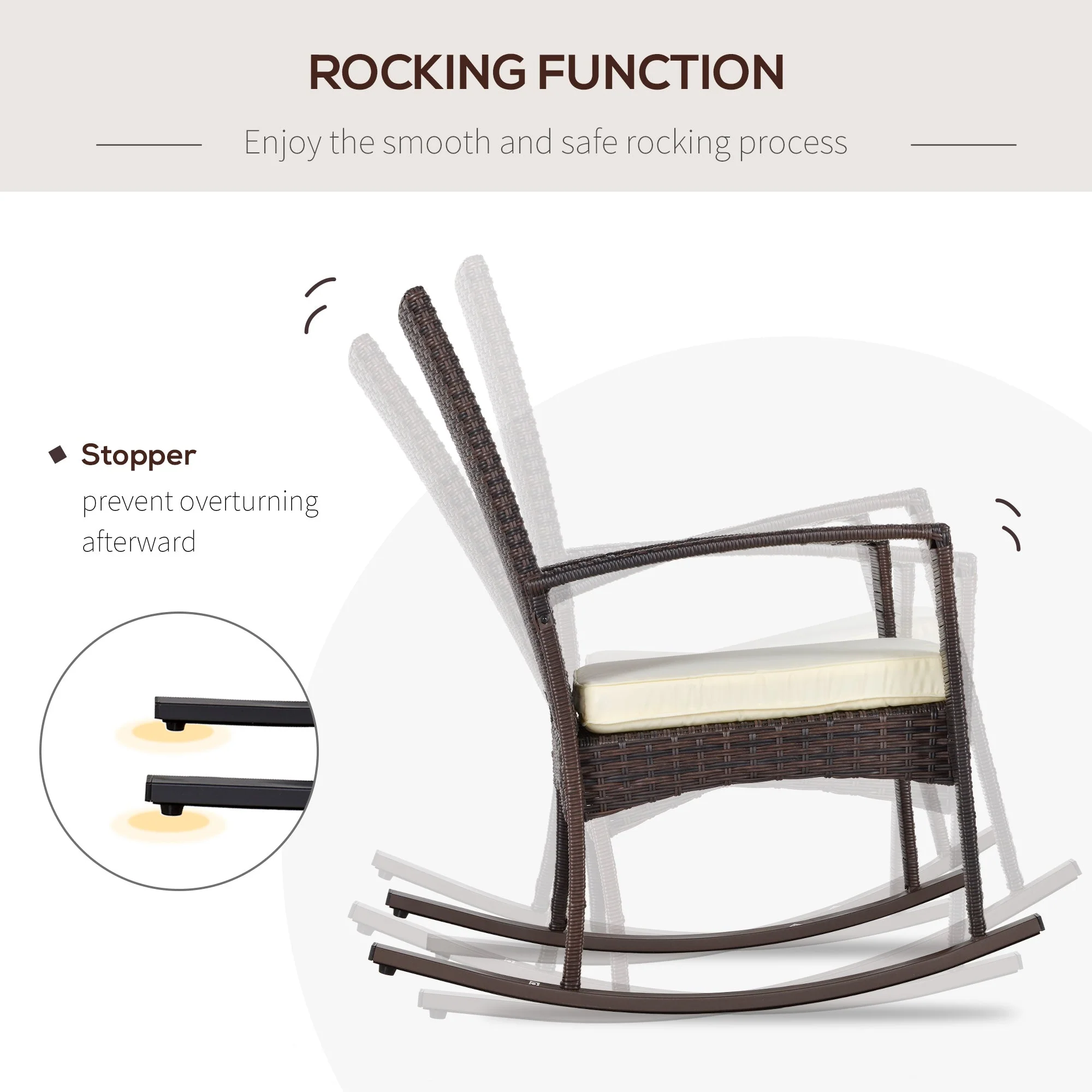 Outdoor PE Rattan Rocking Chair - Image 4