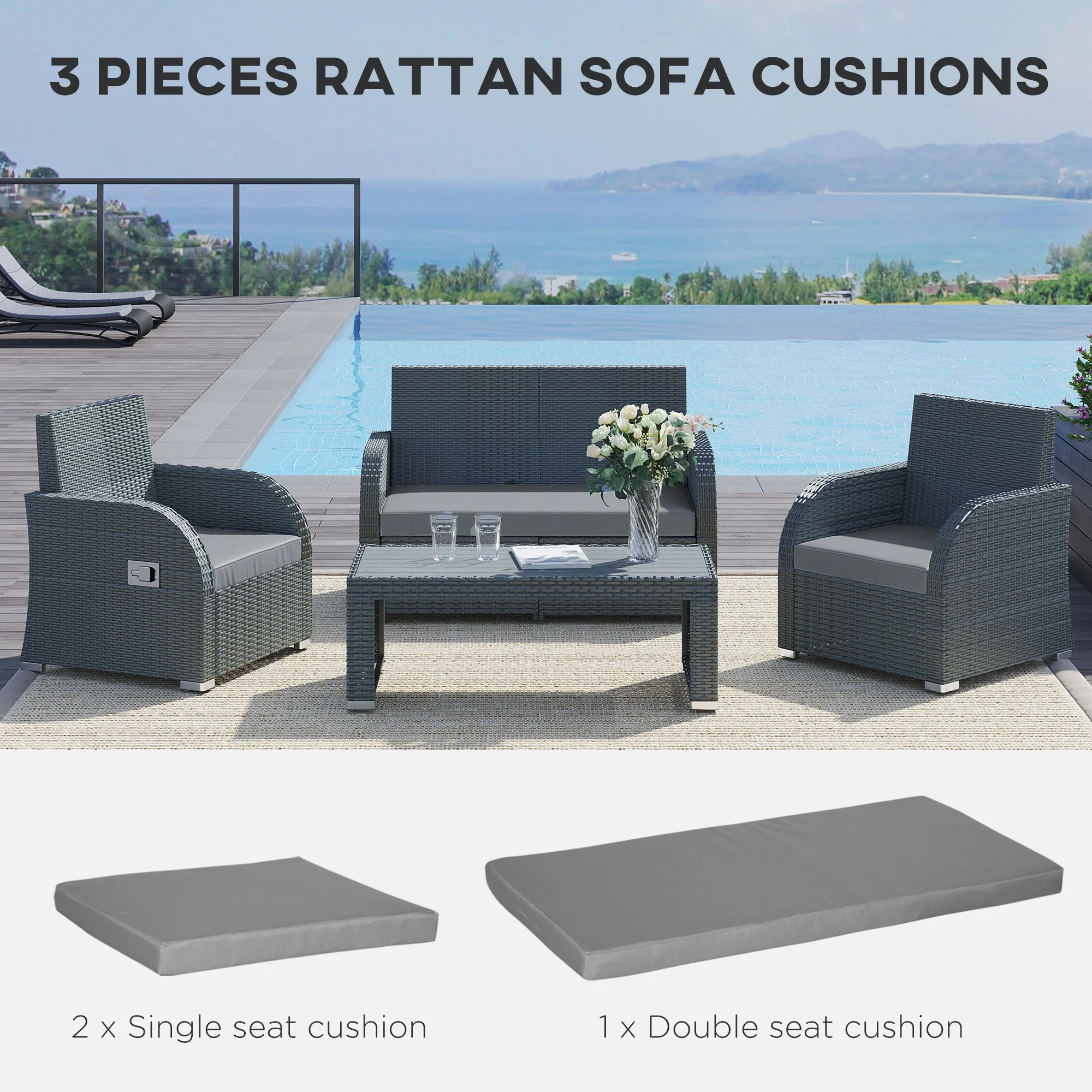 Outdoor Seat Cushion Pads for Rattan Furniture - Image 3