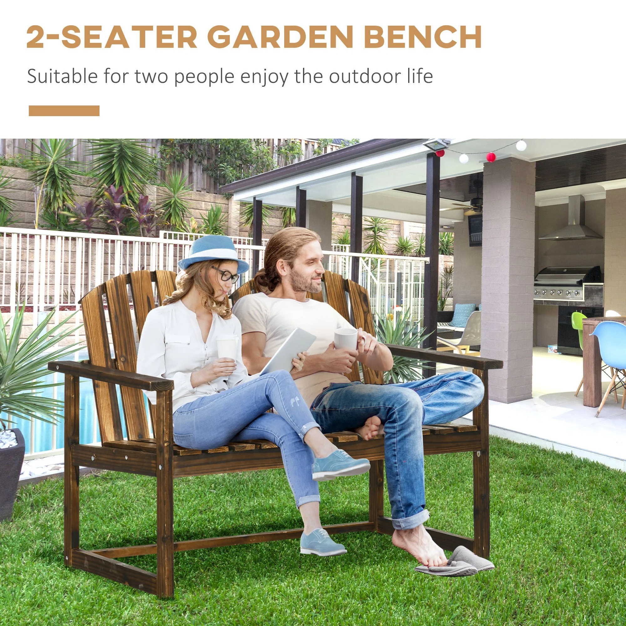 Outdoor Wooden Garden Bench - Image 5