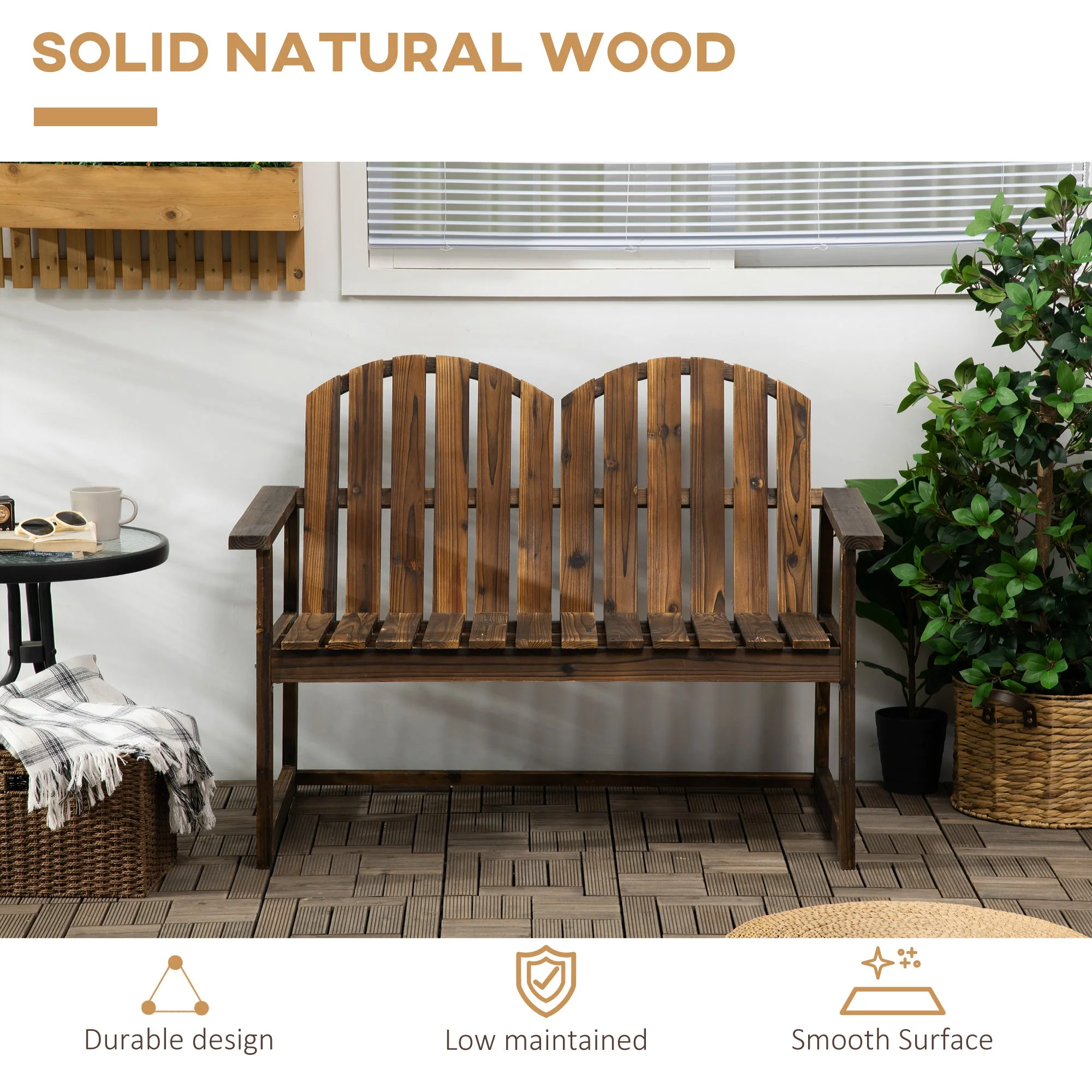 Outdoor Wooden Garden Bench - Image 6