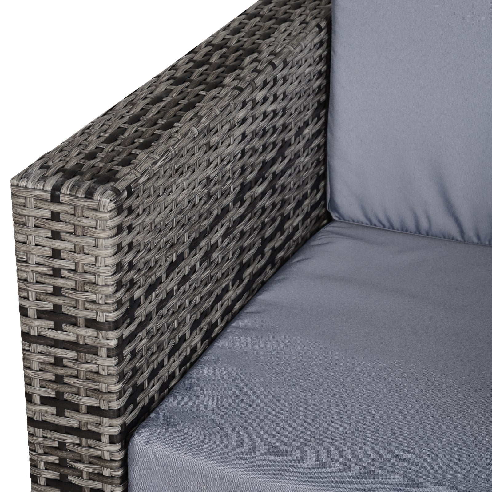 Outsunny 1 Seater Rattan Garden All-Weather Wicker Weave Single Sofa Armchair With Fire Resistant Cushion - Grey - Image 7