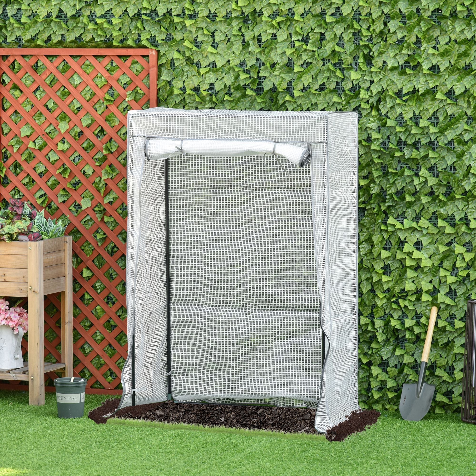 Outsunny 101 X 50 X 150cm Greenhouse Pe Cover With Zipper Roll-Up Door Outdoor Green - Image 2