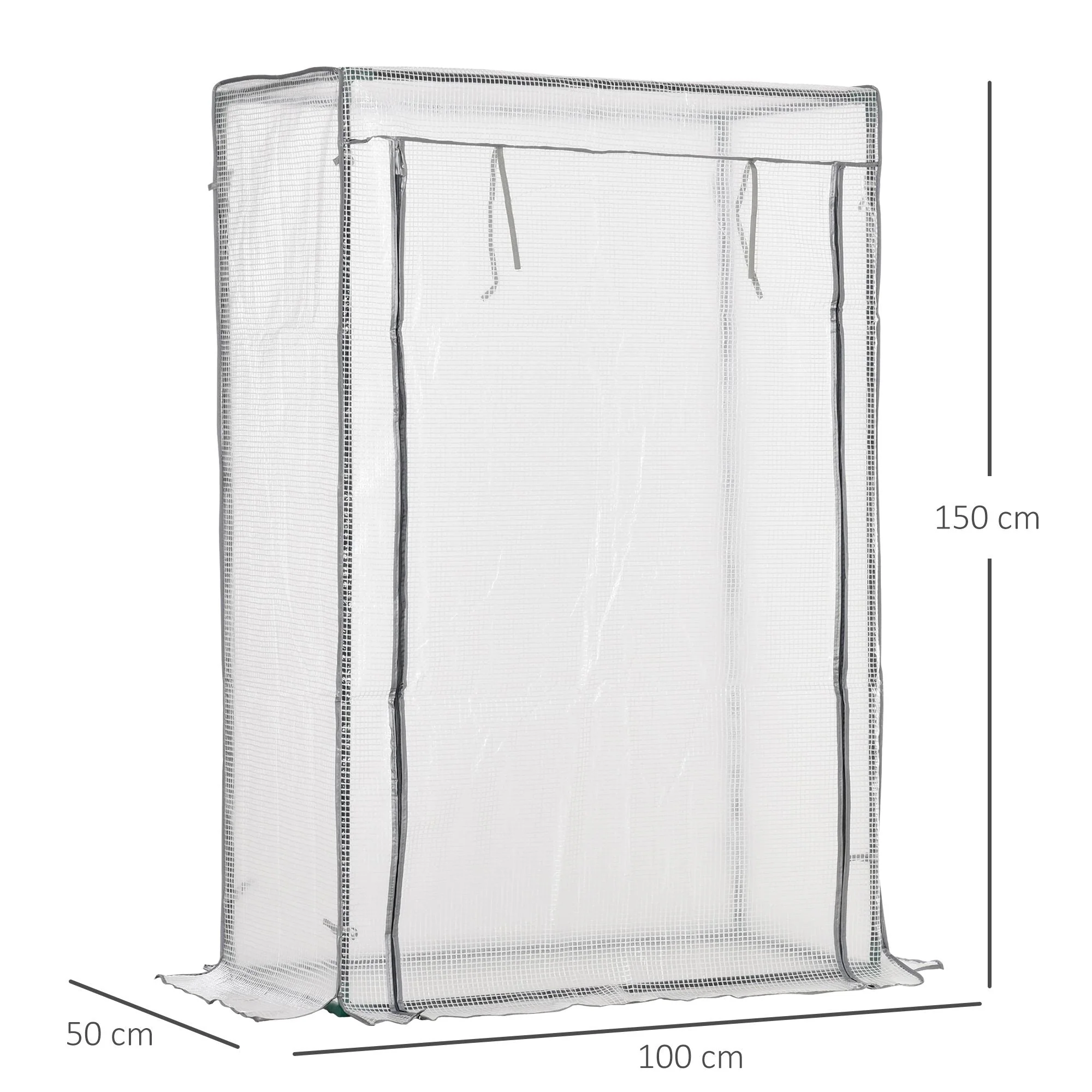 Outsunny 101 X 50 X 150cm Greenhouse Pe Cover With Zipper Roll-Up Door Outdoor Green - Image 3