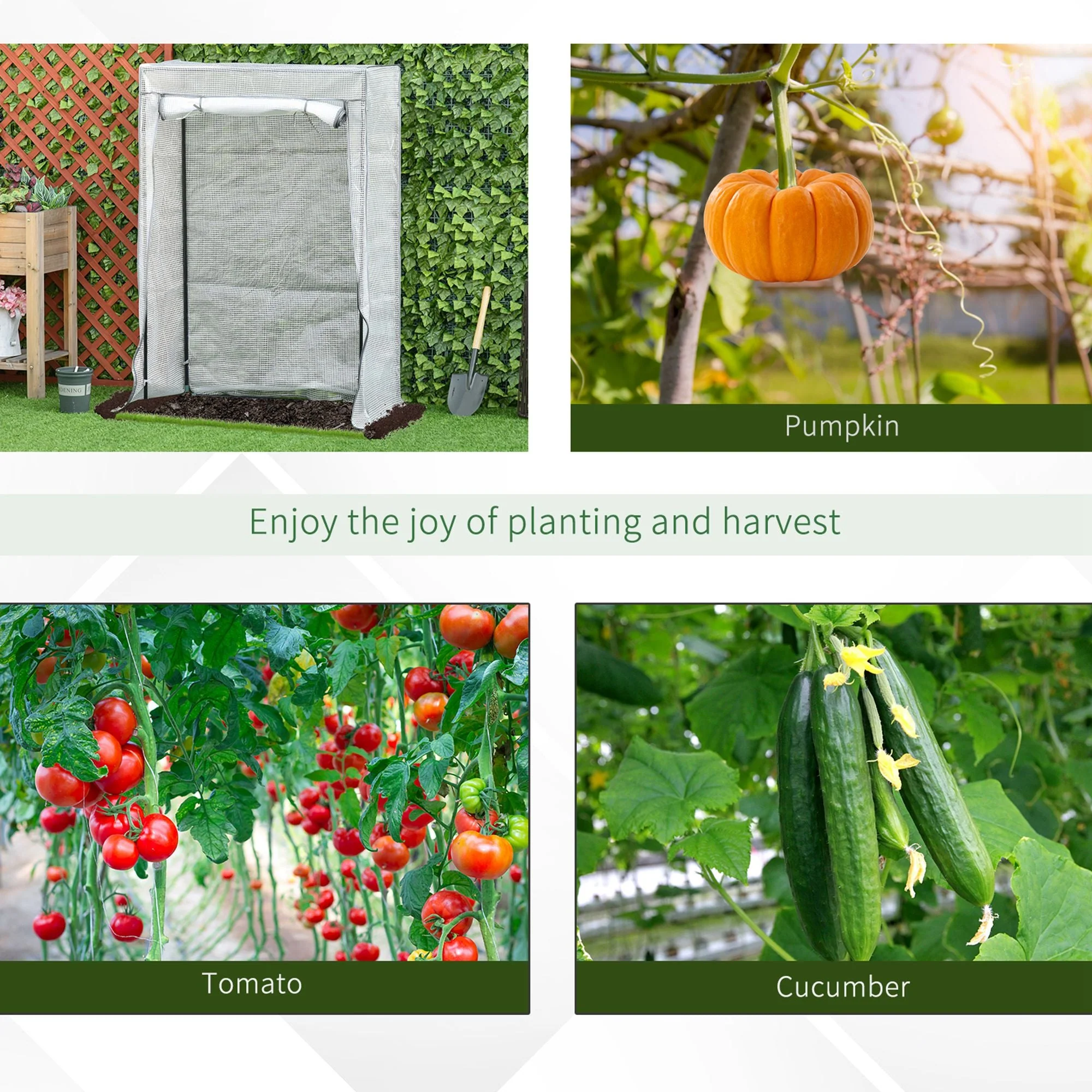 Outsunny 101 X 50 X 150cm Greenhouse Pe Cover With Zipper Roll-Up Door Outdoor Green - Image 6