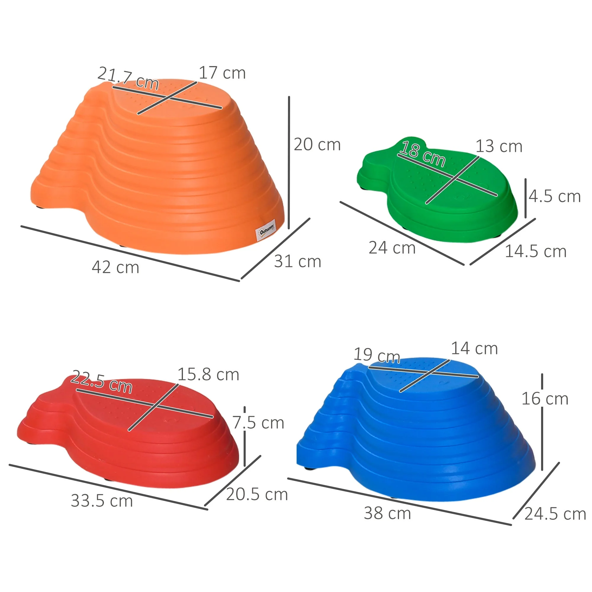 Outsunny 11 Piece Kids Balance Stepping Stones - Multicoloured - Image 2