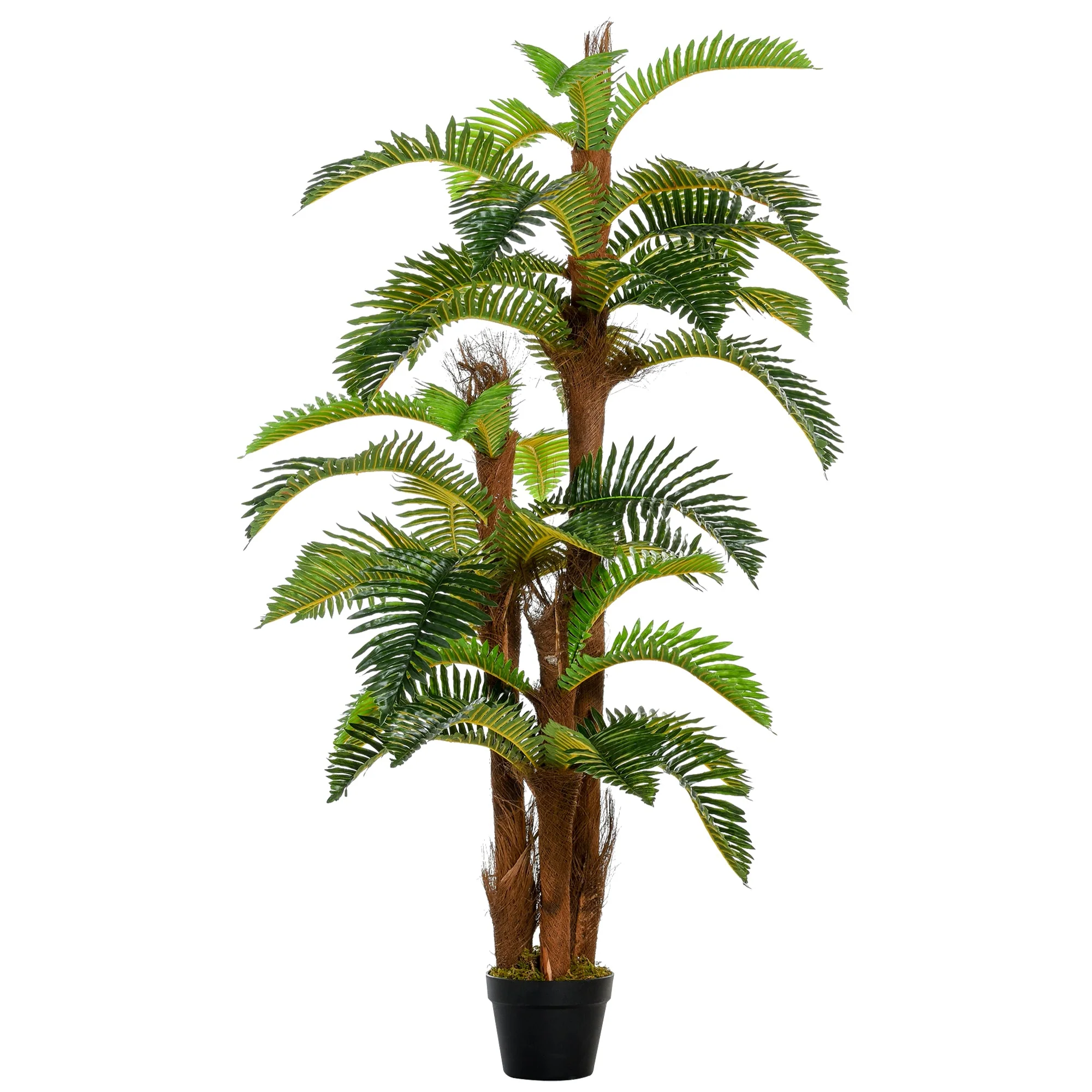 Outsunny 150cm/5Ft Artificial Fern Tree Decorative Plant 36 Leaves With Nursery Pot Fake Plant For Indoor Outdoor Dcor - Image 2