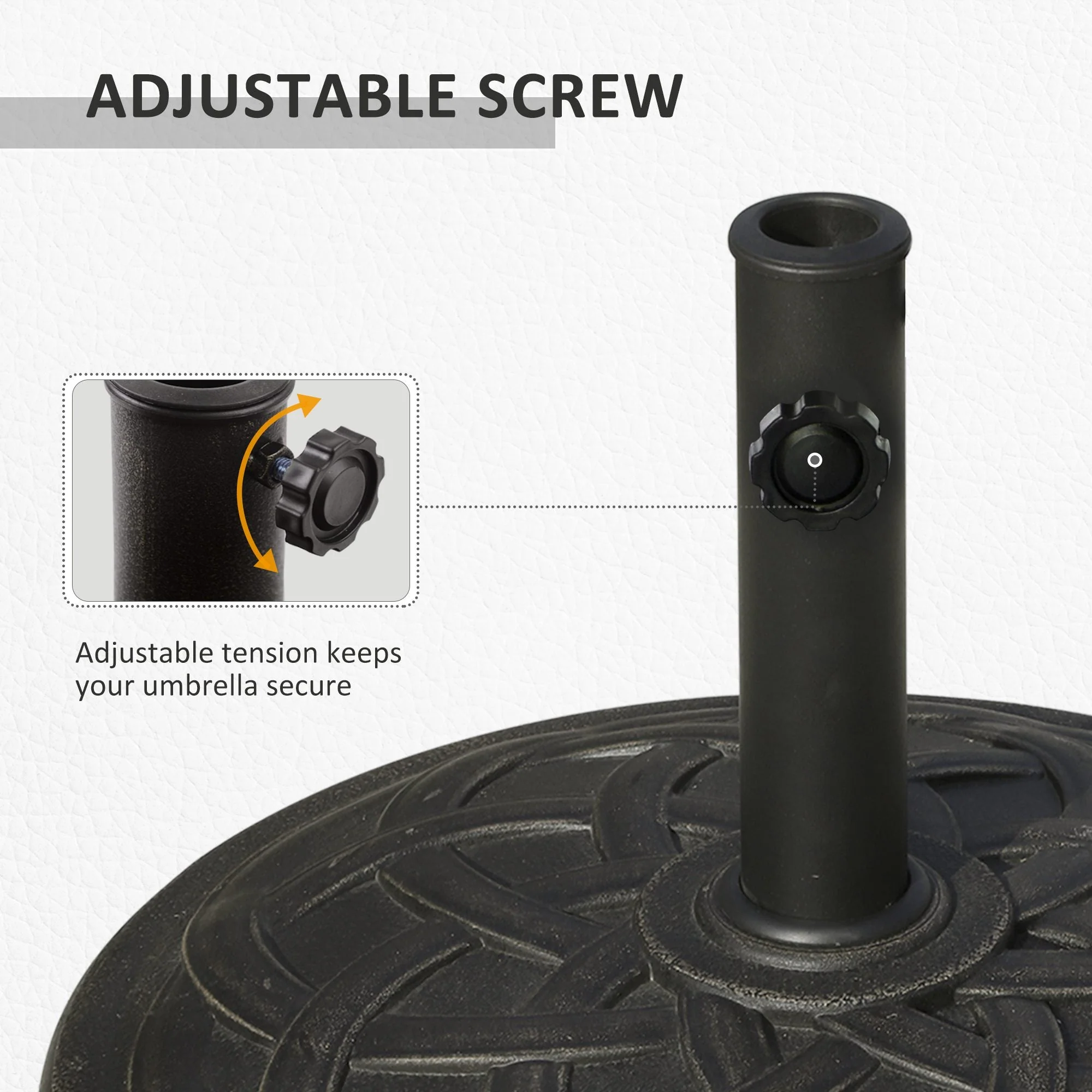 Outsunny 19KG Resin Umbrella Base Garden Parasol Base Stand Round Sun Shade Holder Suitable For Pole Between ?38mm to ?48mm - Image 4