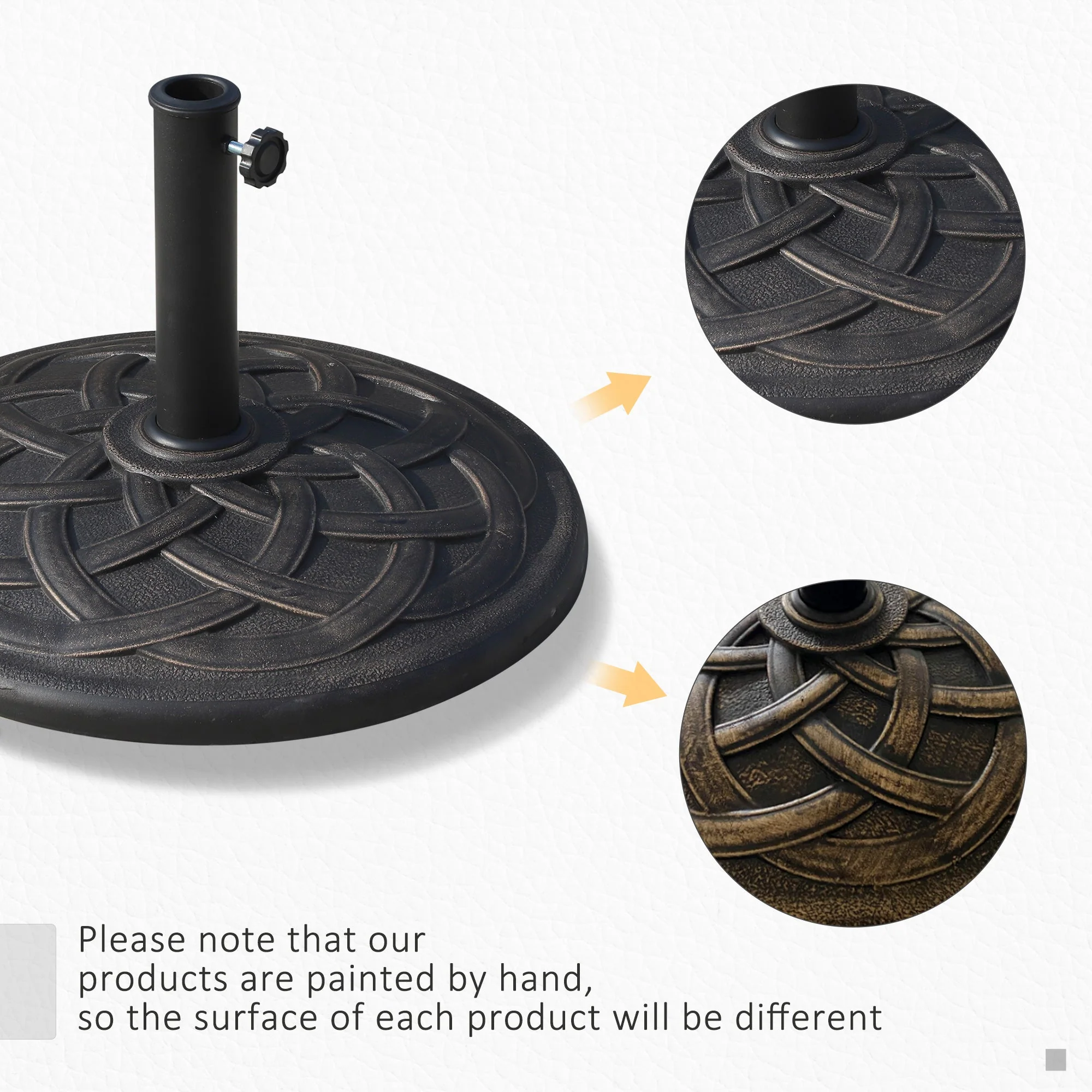 Outsunny 19KG Resin Umbrella Base Garden Parasol Base Stand Round Sun Shade Holder Suitable For Pole Between ?38mm to ?48mm - Image 6