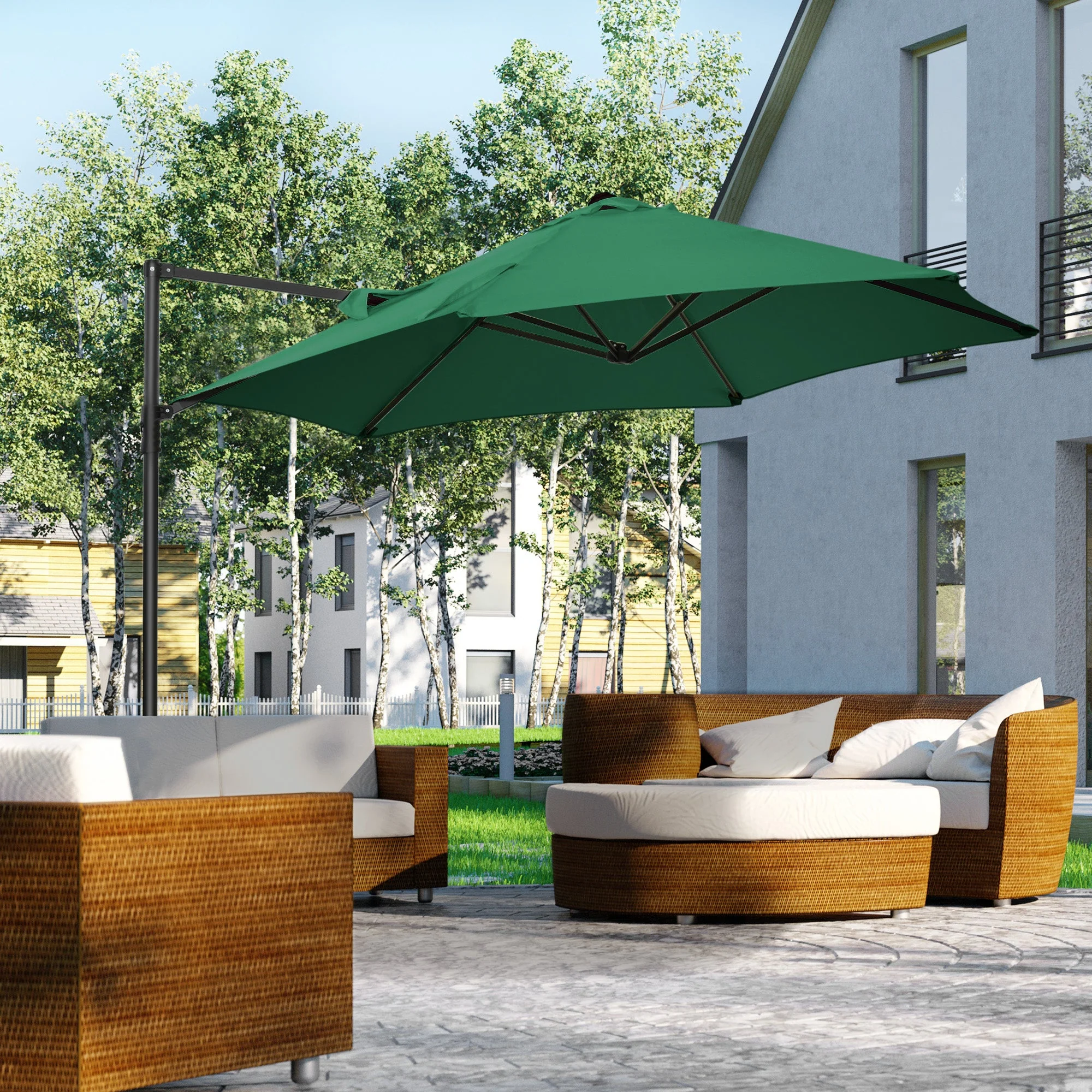 Outsunny 2.5M Garden Cantilever Parasol With 360 Rotation - Image 2