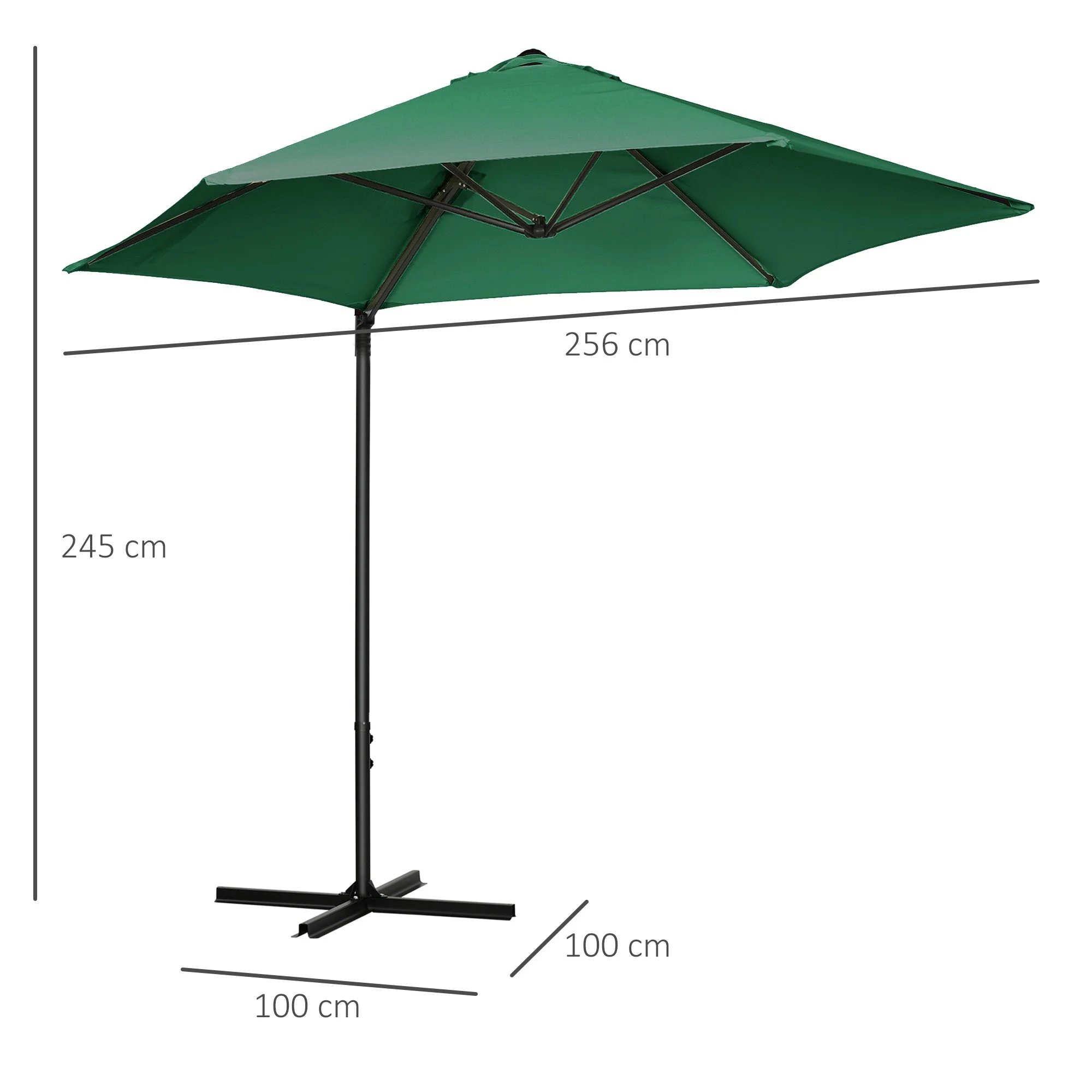 Outsunny 2.5M Garden Cantilever Parasol With 360 Rotation - Image 3