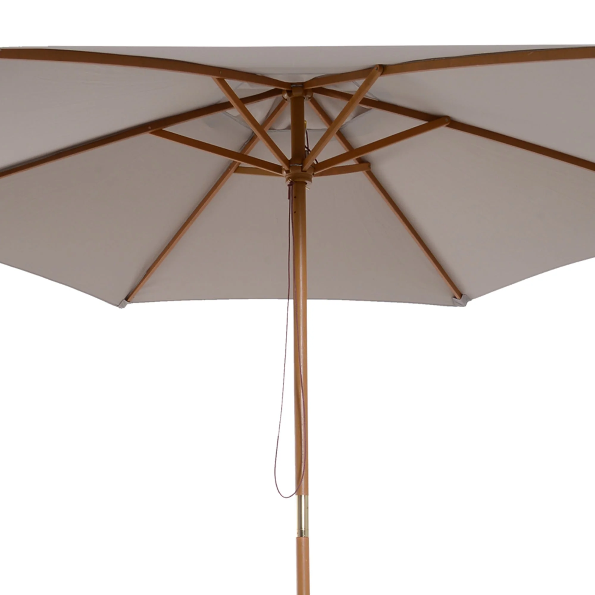 2.5M Wood Garden Parasol Sun Shade Patio Outdoor Wooden Umbrella Canopy Grey - Image 7