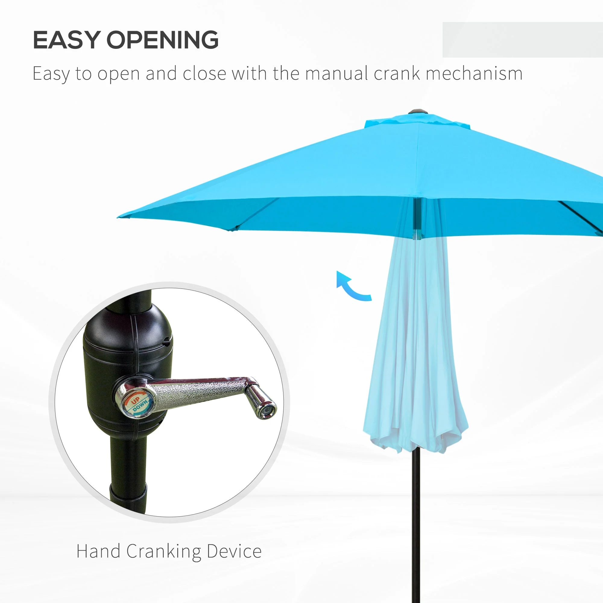 Outsunny 2.6M Patio Parasol Sun Umbrella - Image 4