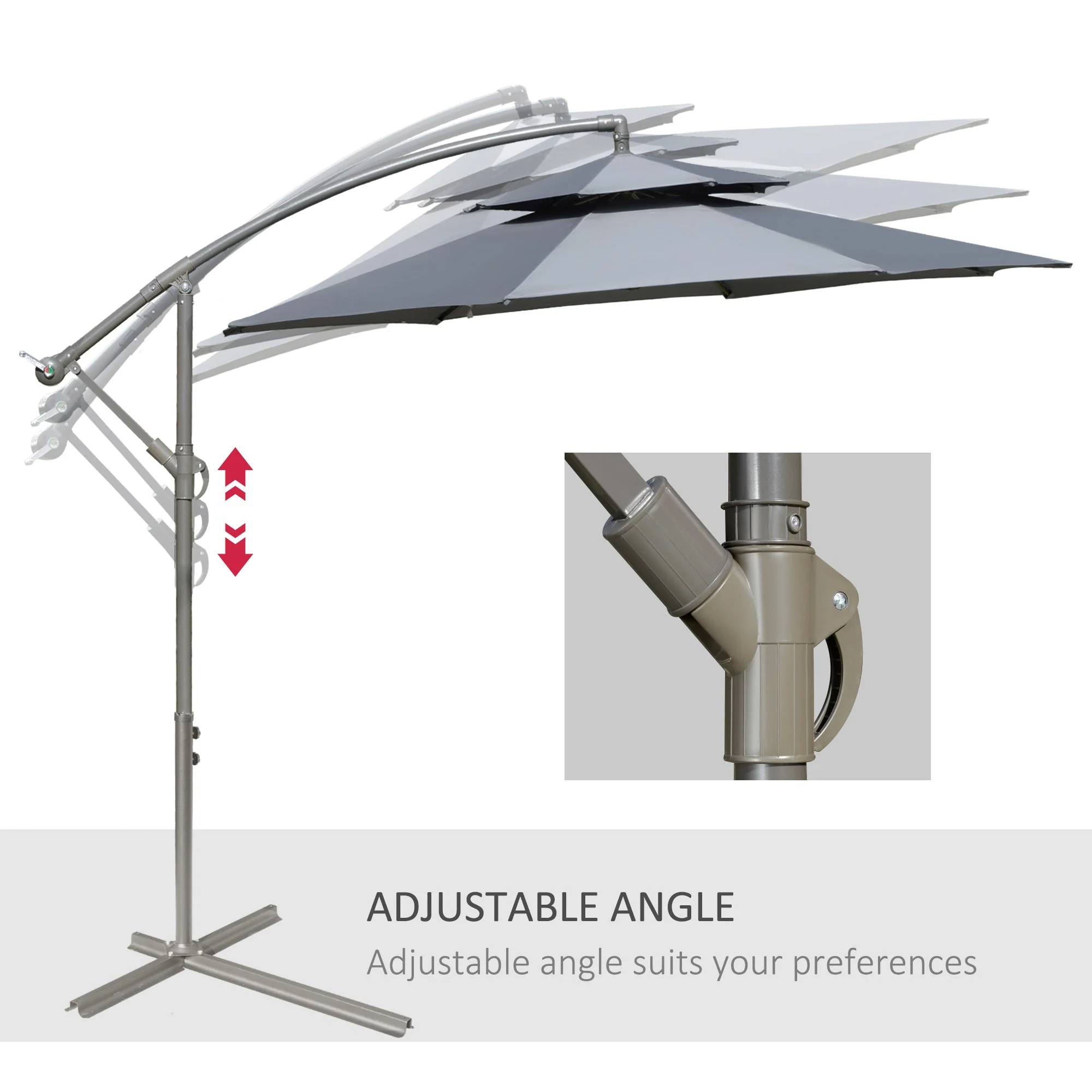 2.7M Garden Banana Parasol Cantilever Umbrella With Crank Handle - Image 5