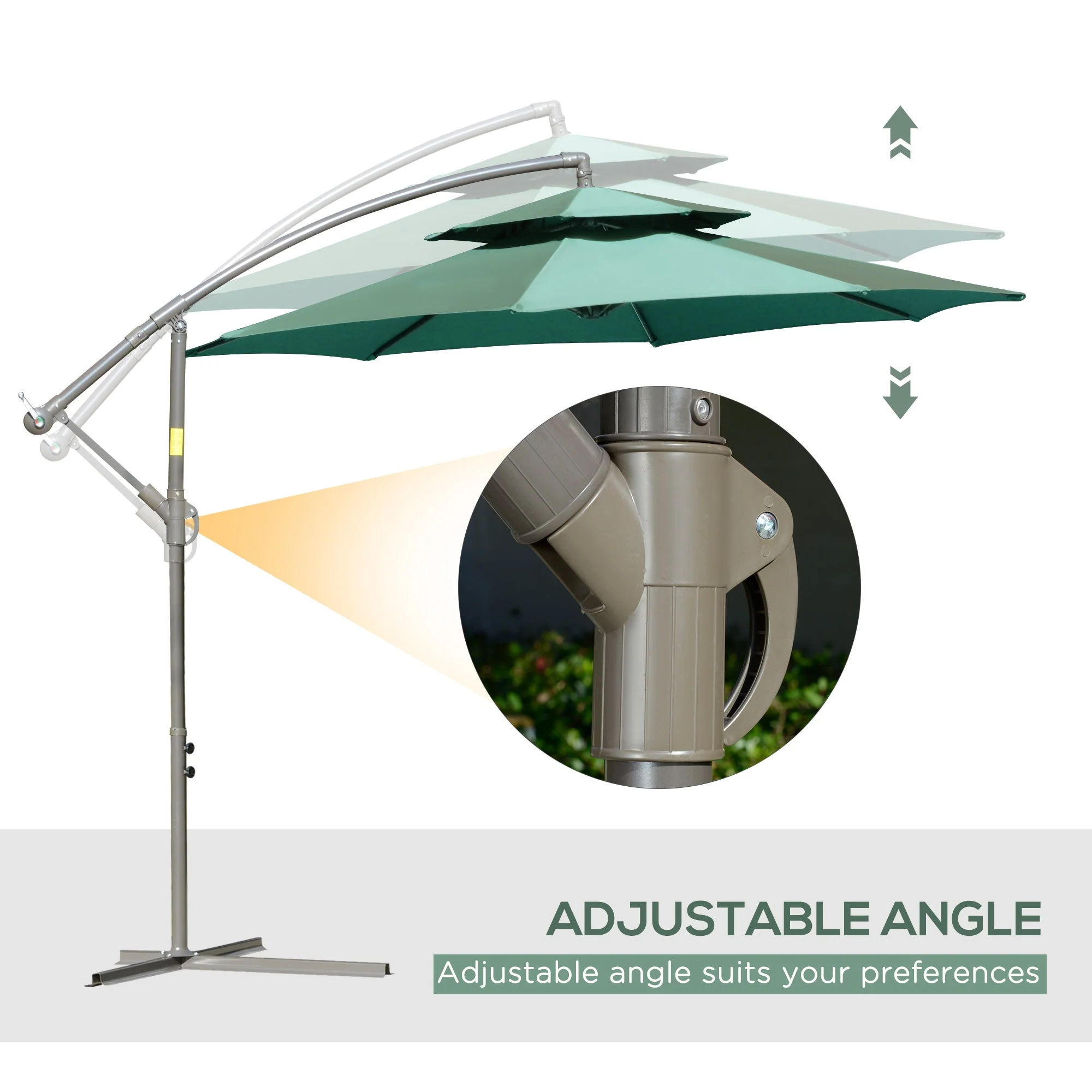 Outsunny 2.7M Garden Banana Parasol Cantilever Umbrella With Crank Handle - Image 4