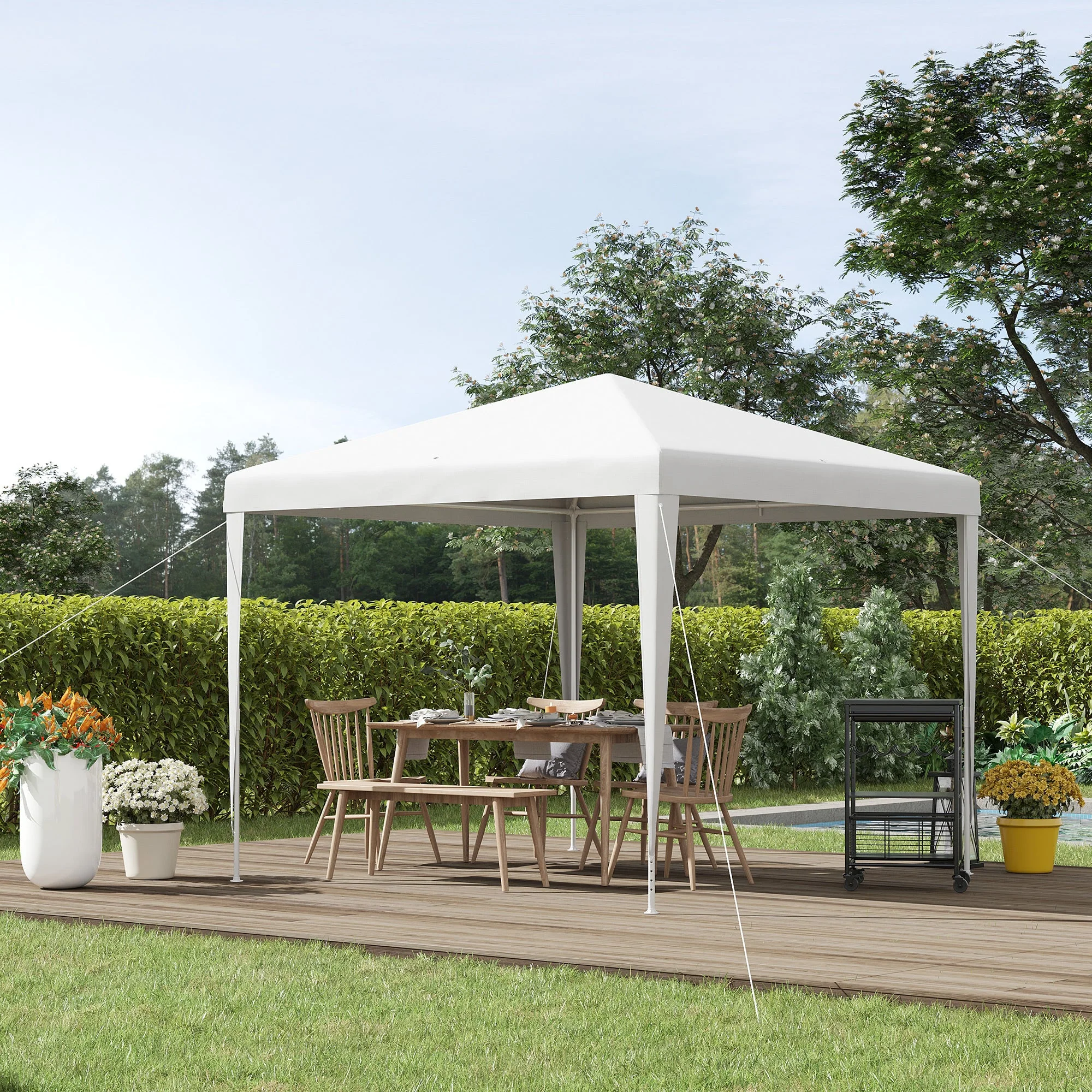 2.7M X 2.7M Garden Gazebo Marquee Party Tent Wedding Canopy Outdoor White - Image 2
