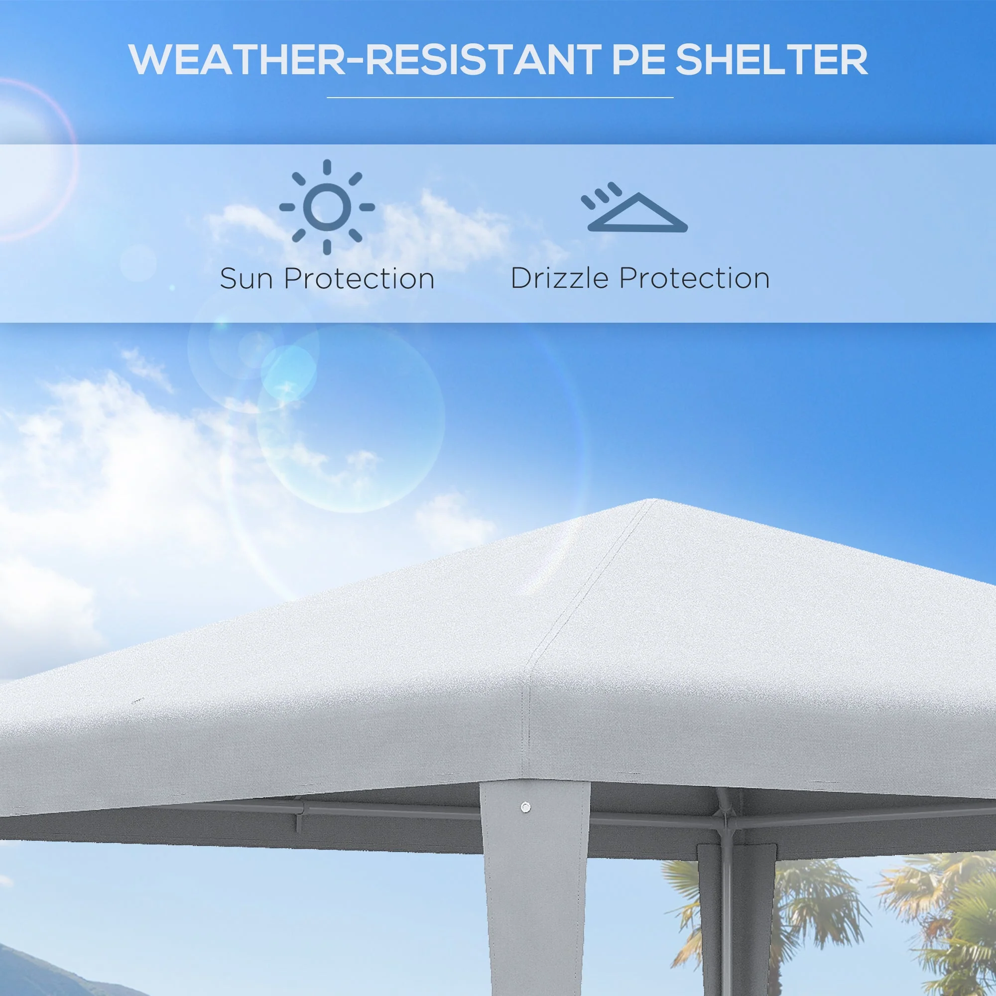 2.7M X 2.7M Garden Gazebo Marquee Party Tent Wedding Canopy Outdoor White - Image 4