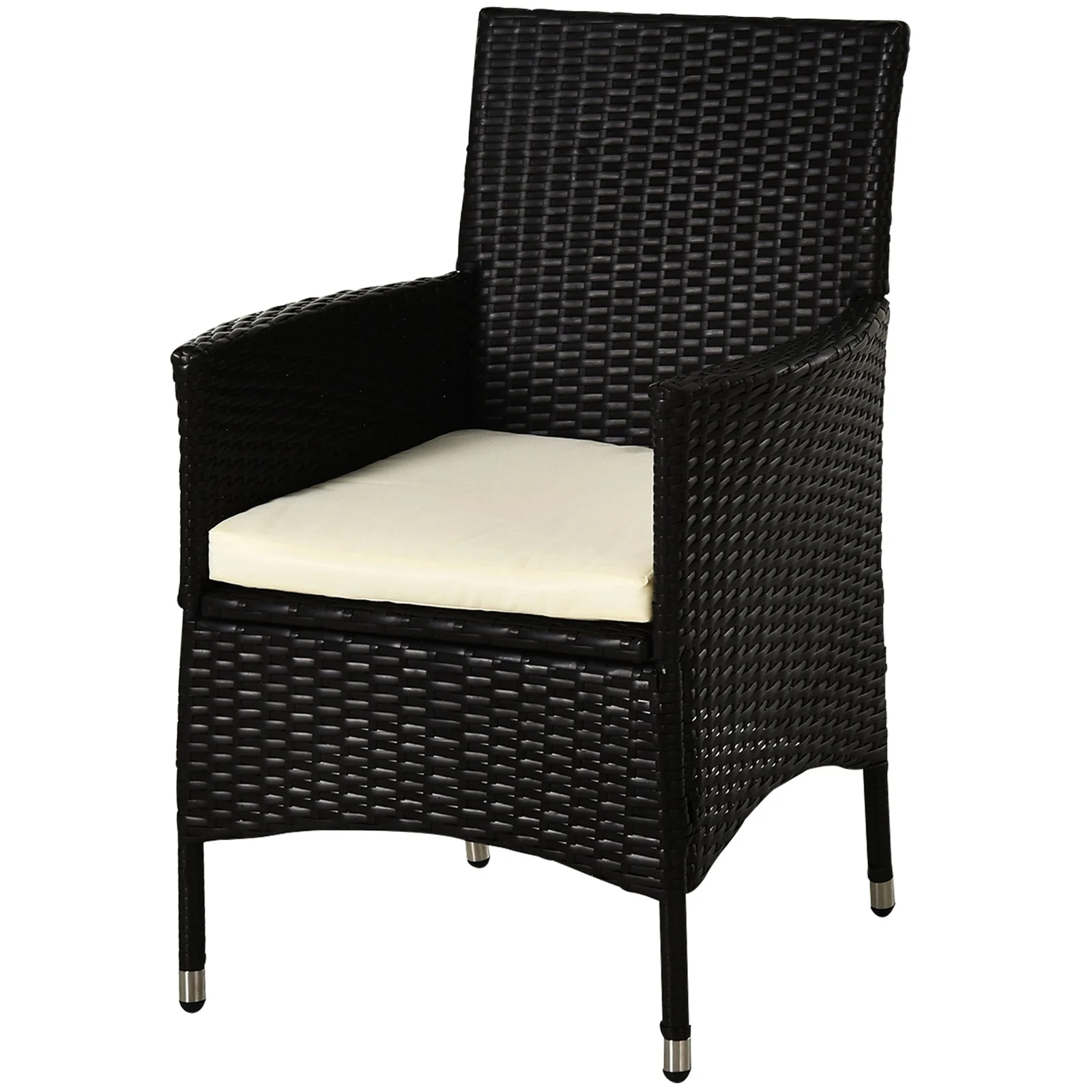 2 Pc Outdoor Rattan Armchair Dining Chair Garden Patio Furniture With Armrests Cushions Deep Coffee - Image 8