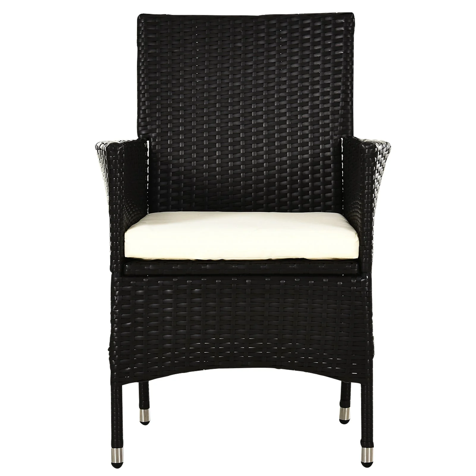 2 Pc Outdoor Rattan Armchair Dining Chair Garden Patio Furniture With Armrests Cushions Deep Coffee - Image 9