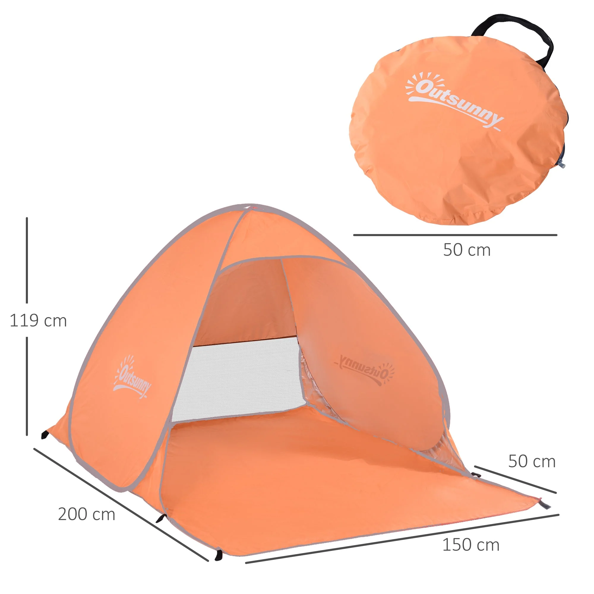 Outsunny 2 Person Pop Up Uv Shelter Shade-Orange - Image 3