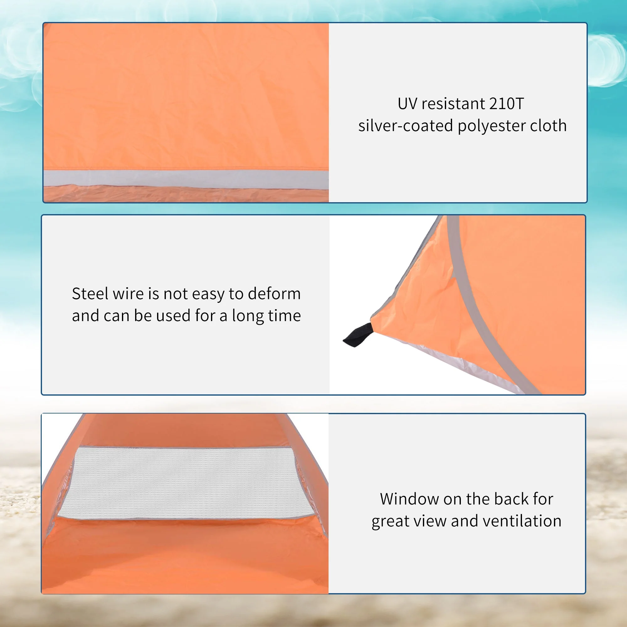 Outsunny 2 Person Pop Up Uv Shelter Shade-Orange - Image 4