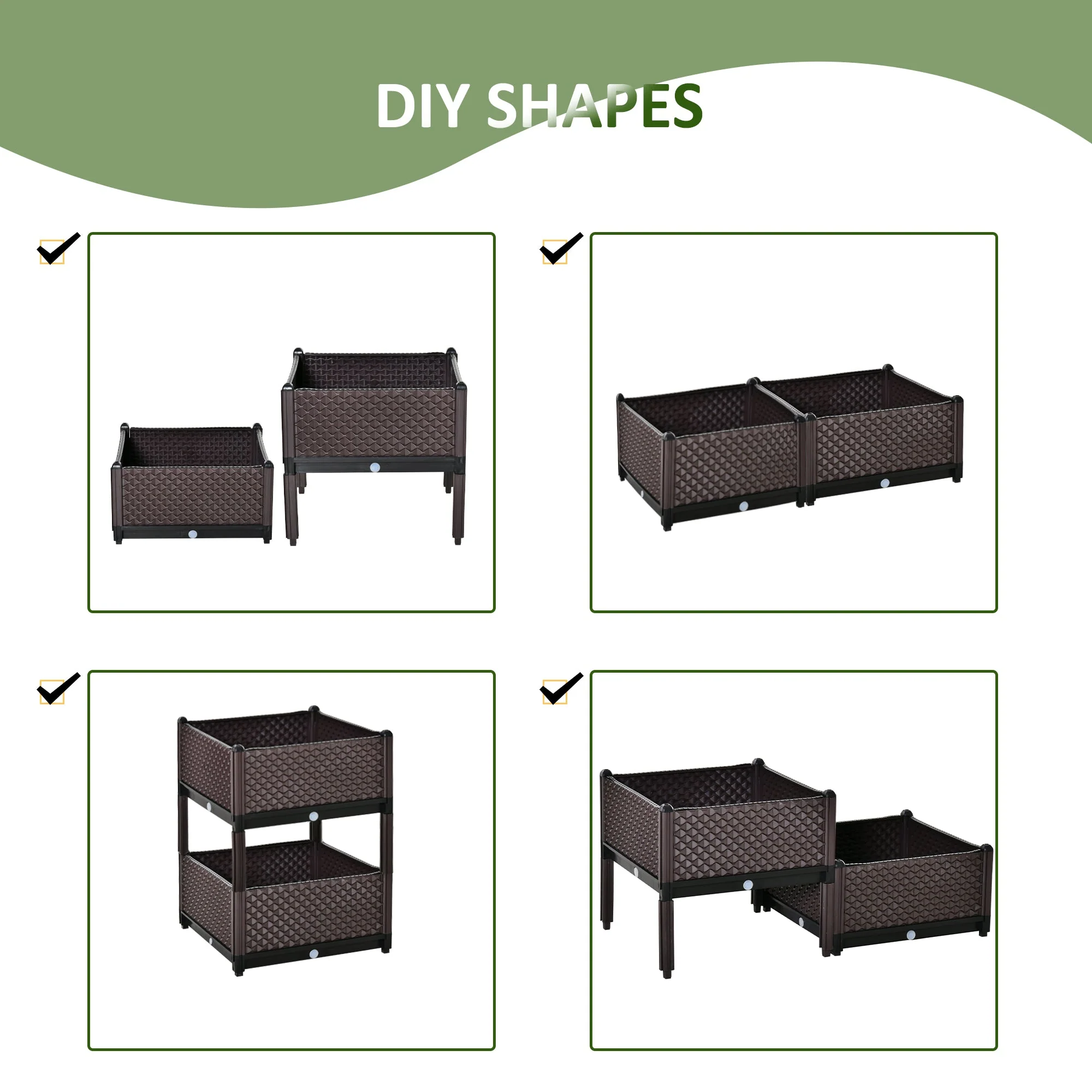 Outsunny 2-Piece Raised Garden Bed Planter Box Flower Vegetables Planting Container - Image 5