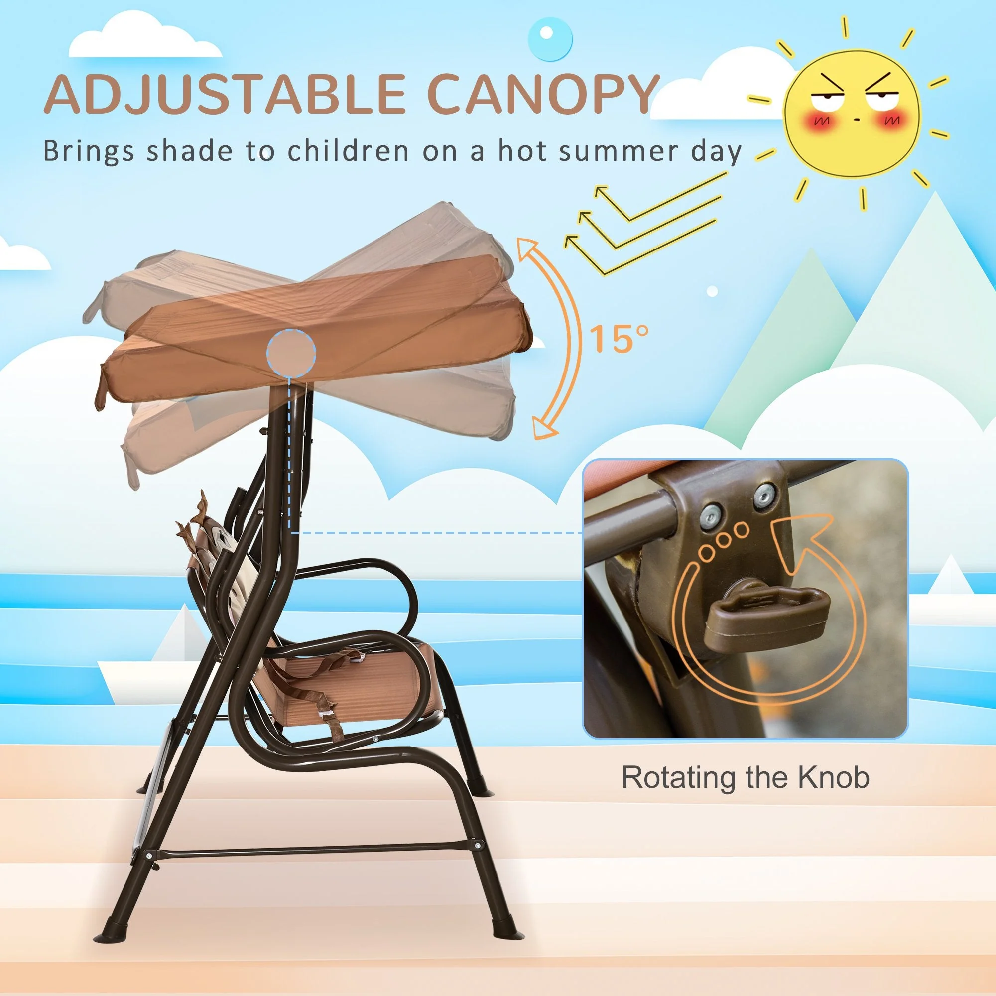 Outsunny 2 Seater Kids Garden Swing Seat - Image 5