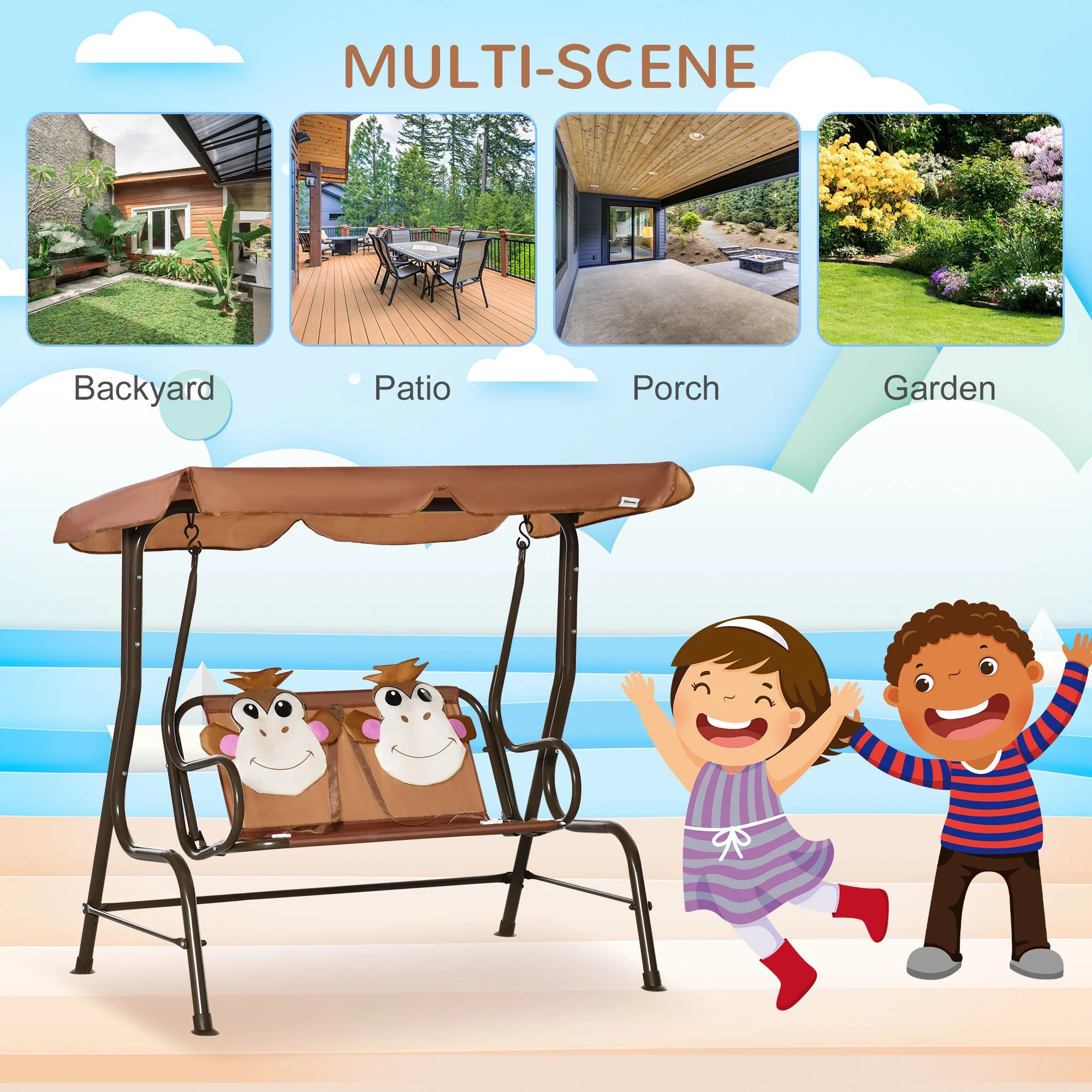 Outsunny 2 Seater Kids Garden Swing Seat - Image 7