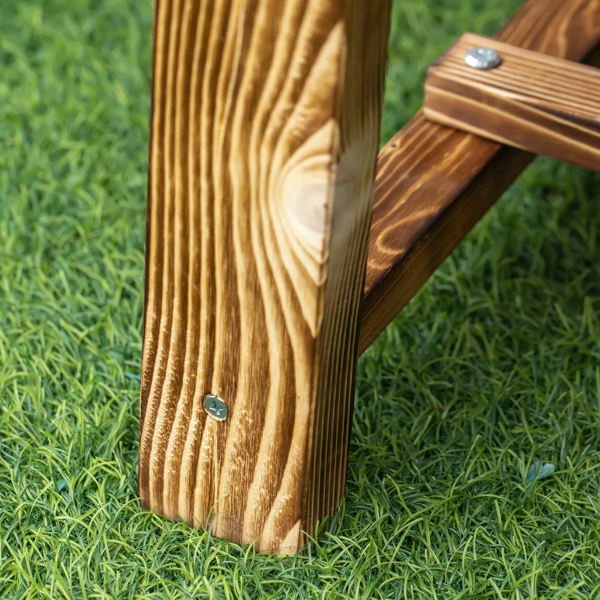 Outsunny 2-seater Outdoor Indoor Garden Wooden Bench Patio Loveseat Fir 110L x 38W x 35H cm Carbonised - Image 9