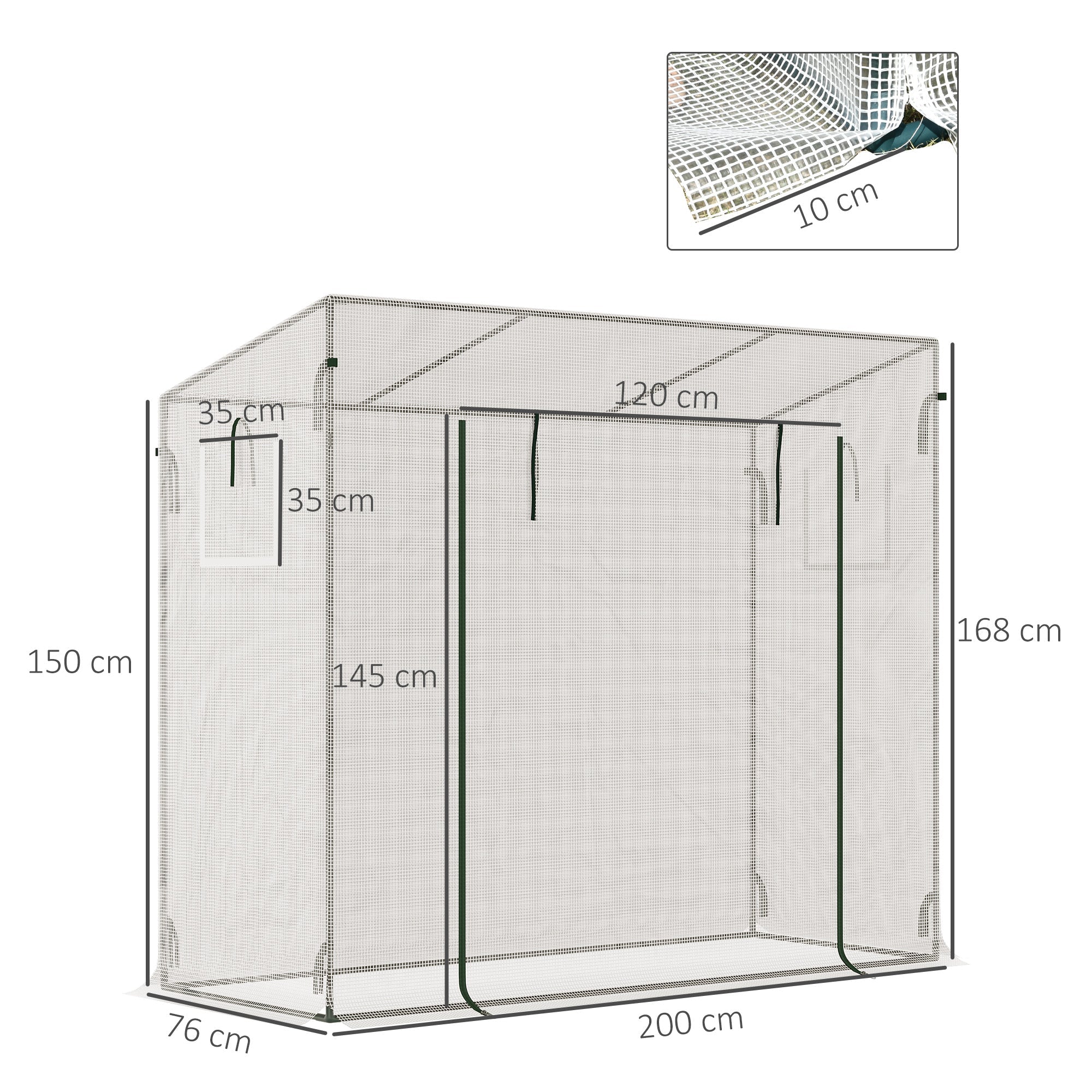 Outsunny 200X76X168cm Walk-In Garden Greenhouse Patio Hot House - Image 3