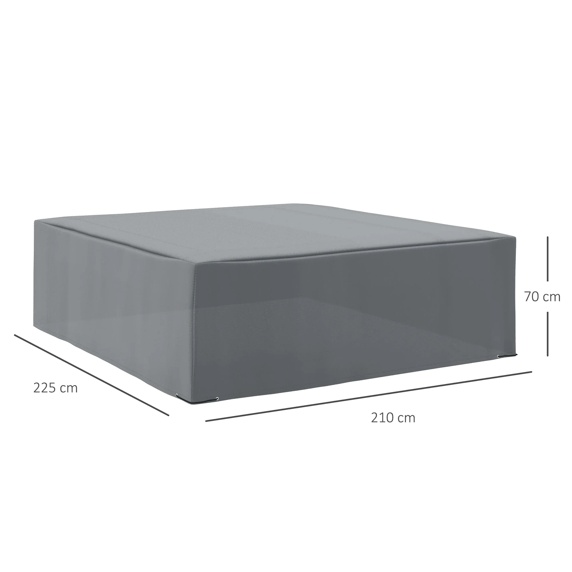 Outsunny 225X210cm Outdoor Garden Rattan Furniture Protective Cover Water Uv Resistant Grey - Image 2