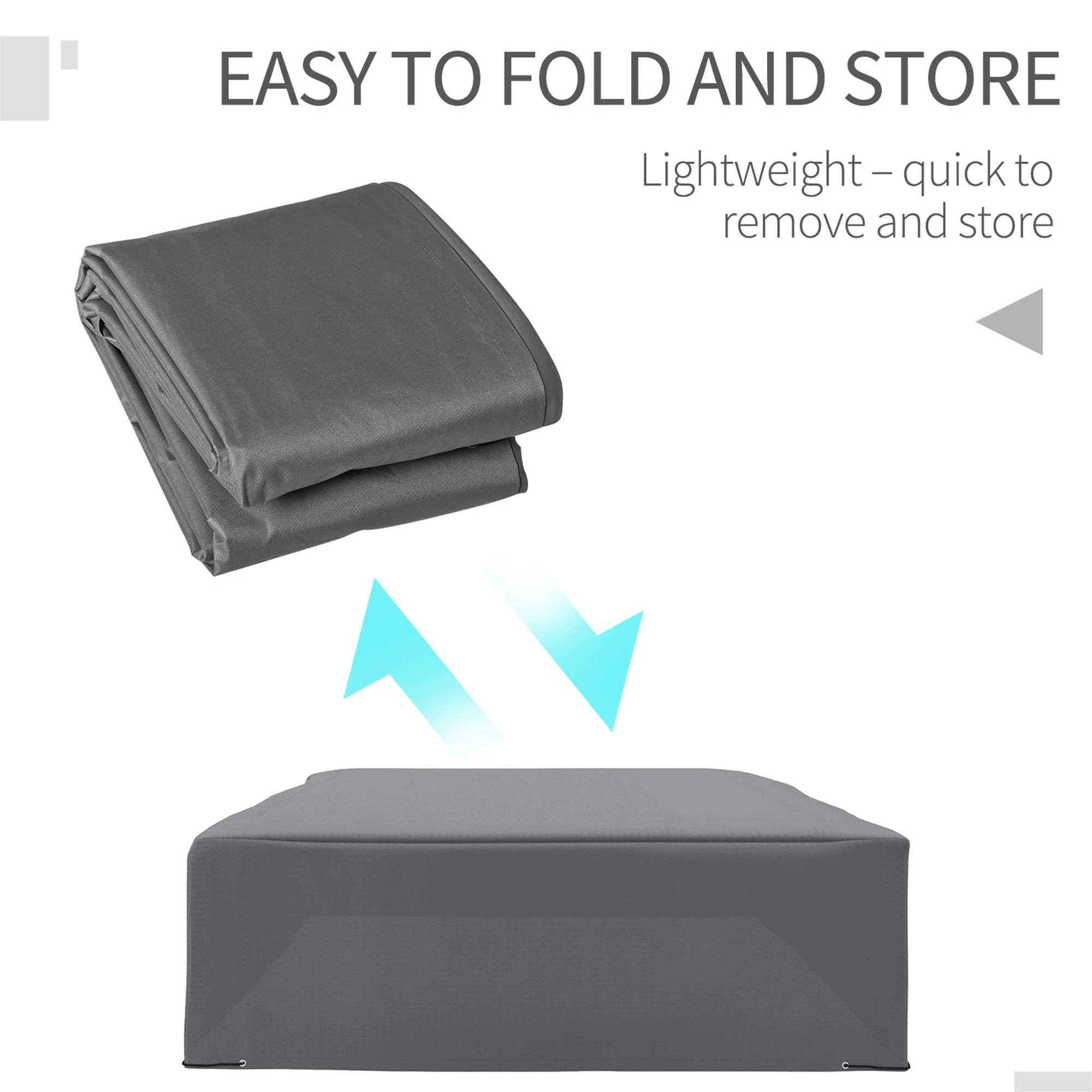 Outsunny 225X210cm Outdoor Garden Rattan Furniture Protective Cover Water Uv Resistant Grey - Image 3