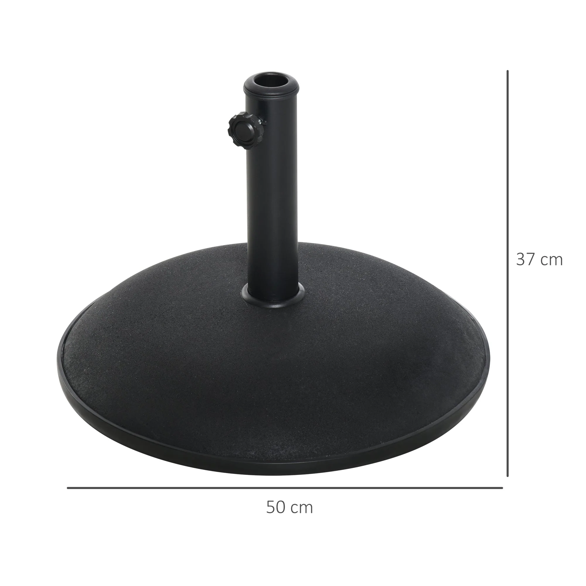 Outsunny 25kgs Round Umbrella Base Concrete Parasol Weight Stand Patio Outdoor Black Dia 49cm - Image 2
