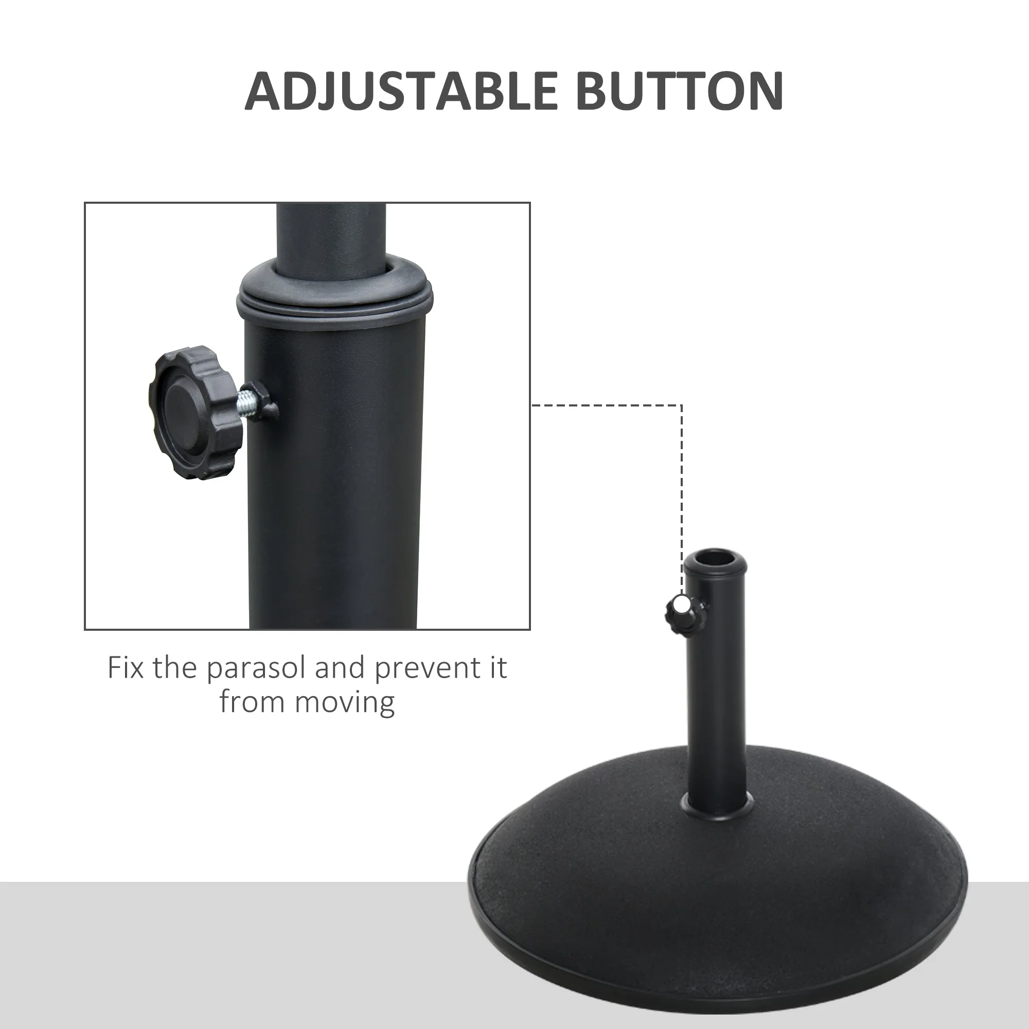 Outsunny 25kgs Round Umbrella Base Concrete Parasol Weight Stand Patio Outdoor Black Dia 49cm - Image 3