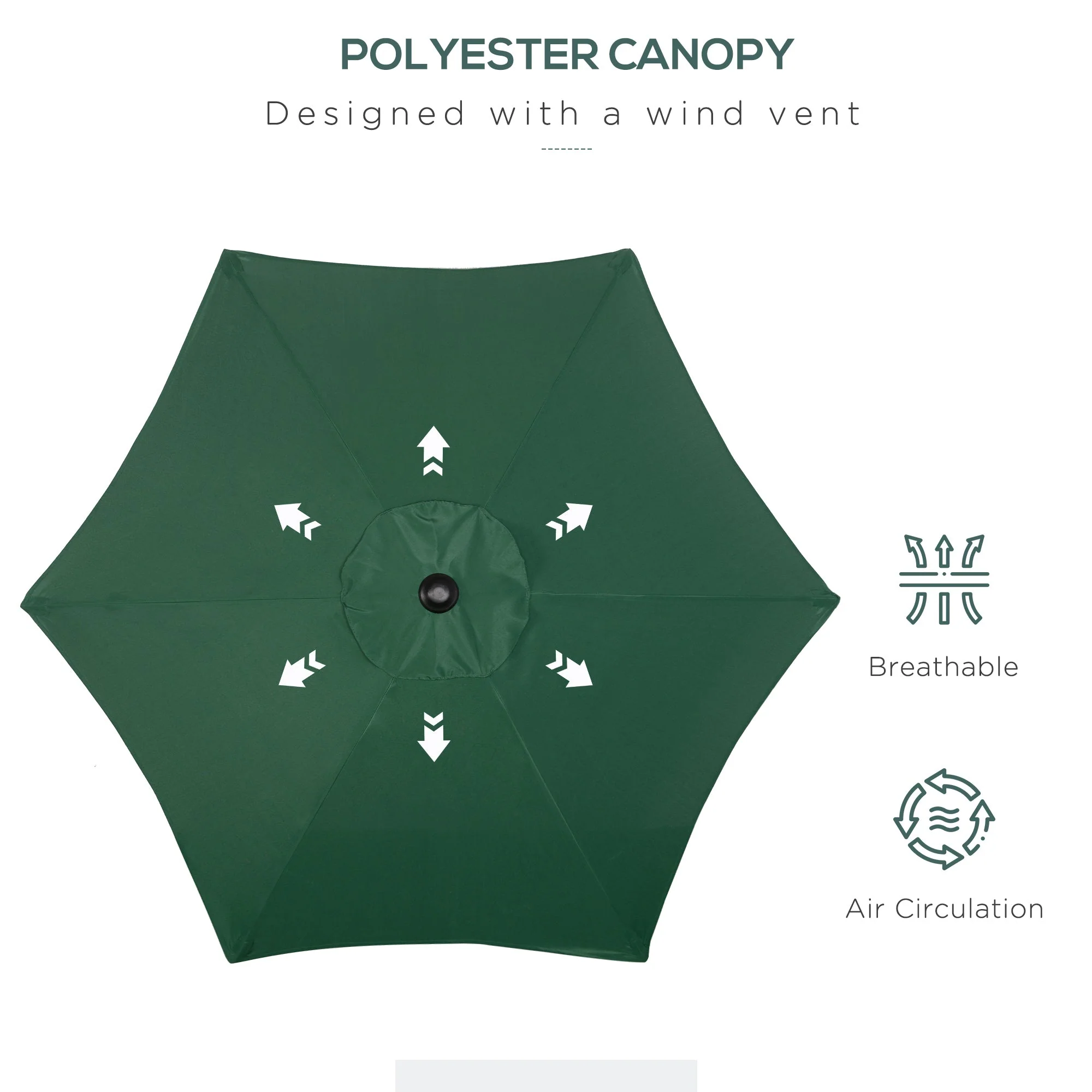 Outsunny 2M Aluminium Pole Garden Parasol - Green - Image 6