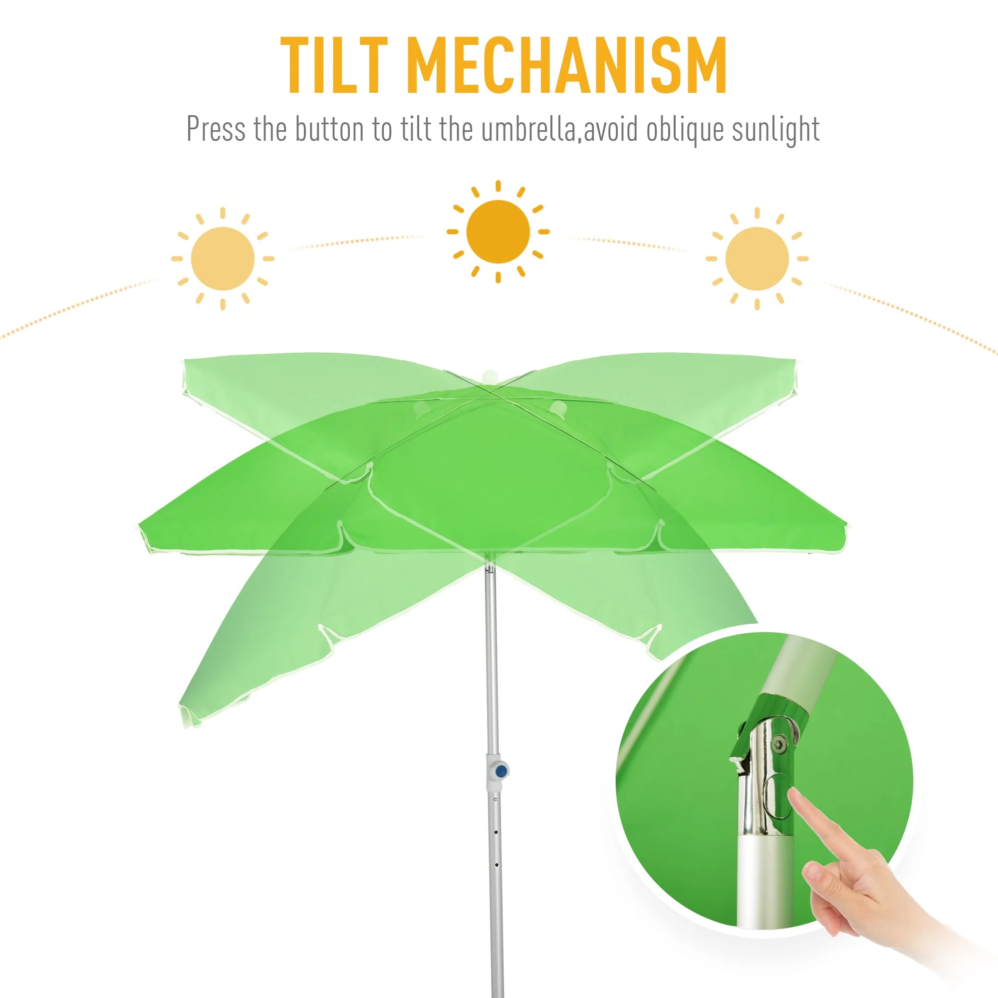 Outsunny 2M Arced Beach Umbrella - Image 4