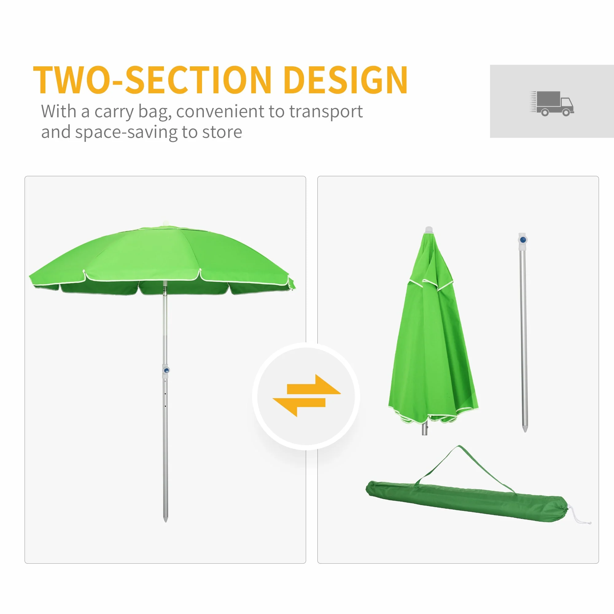 Outsunny 2M Arced Beach Umbrella - Image 5