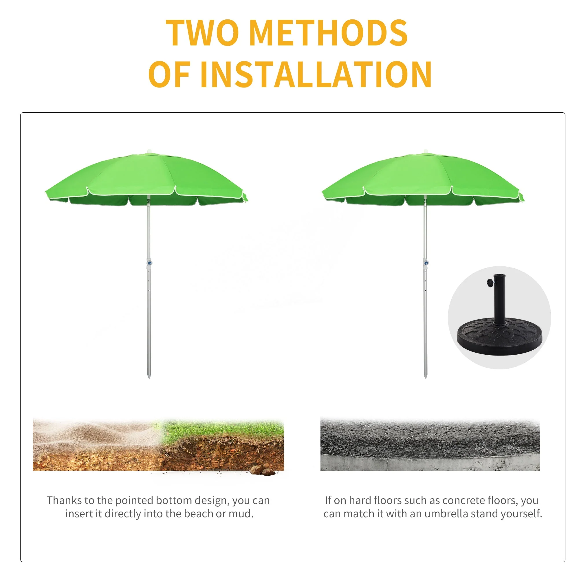 Outsunny 2M Arced Beach Umbrella - Image 7