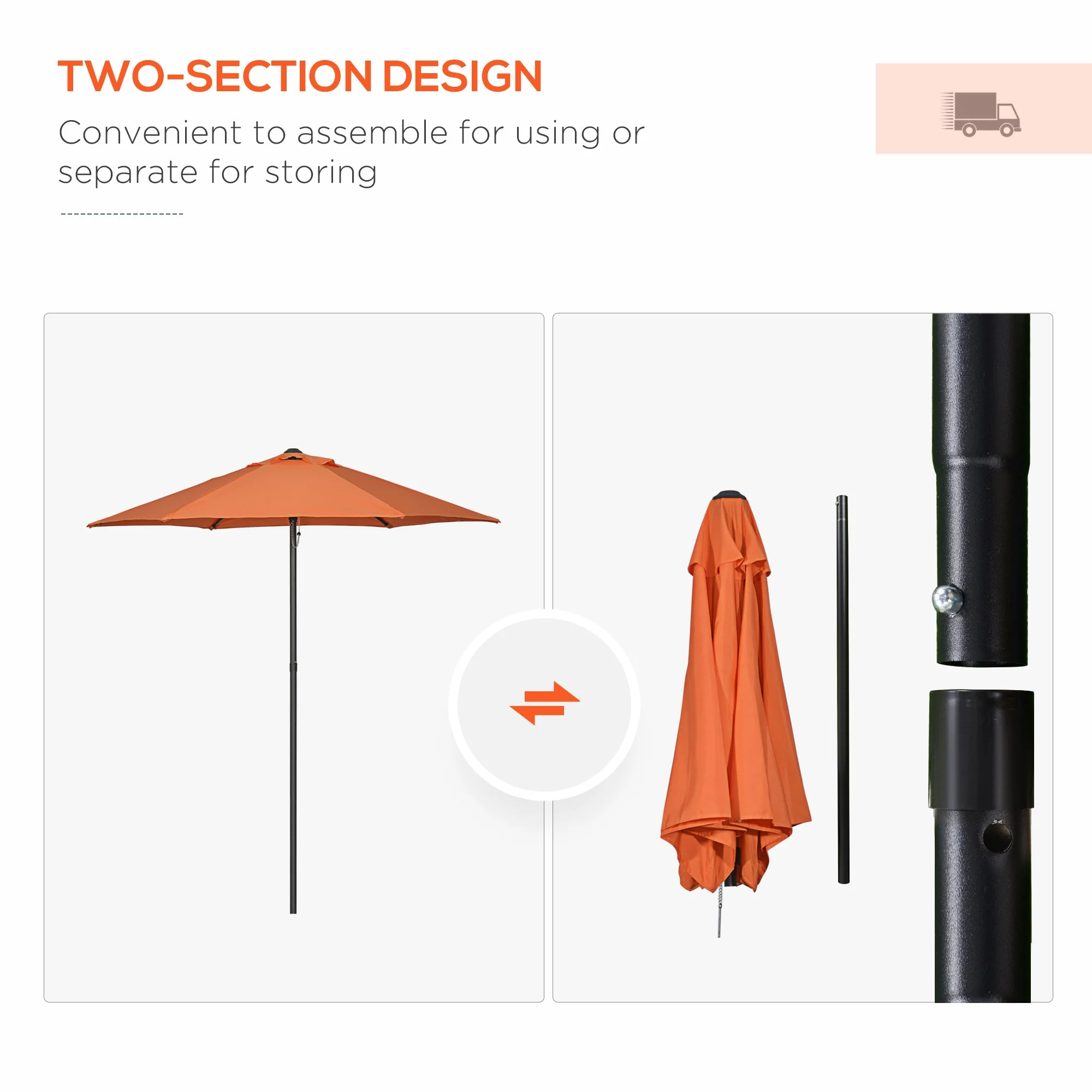 Outsunny 2m Patio Parasols Umbrellas - Image 3