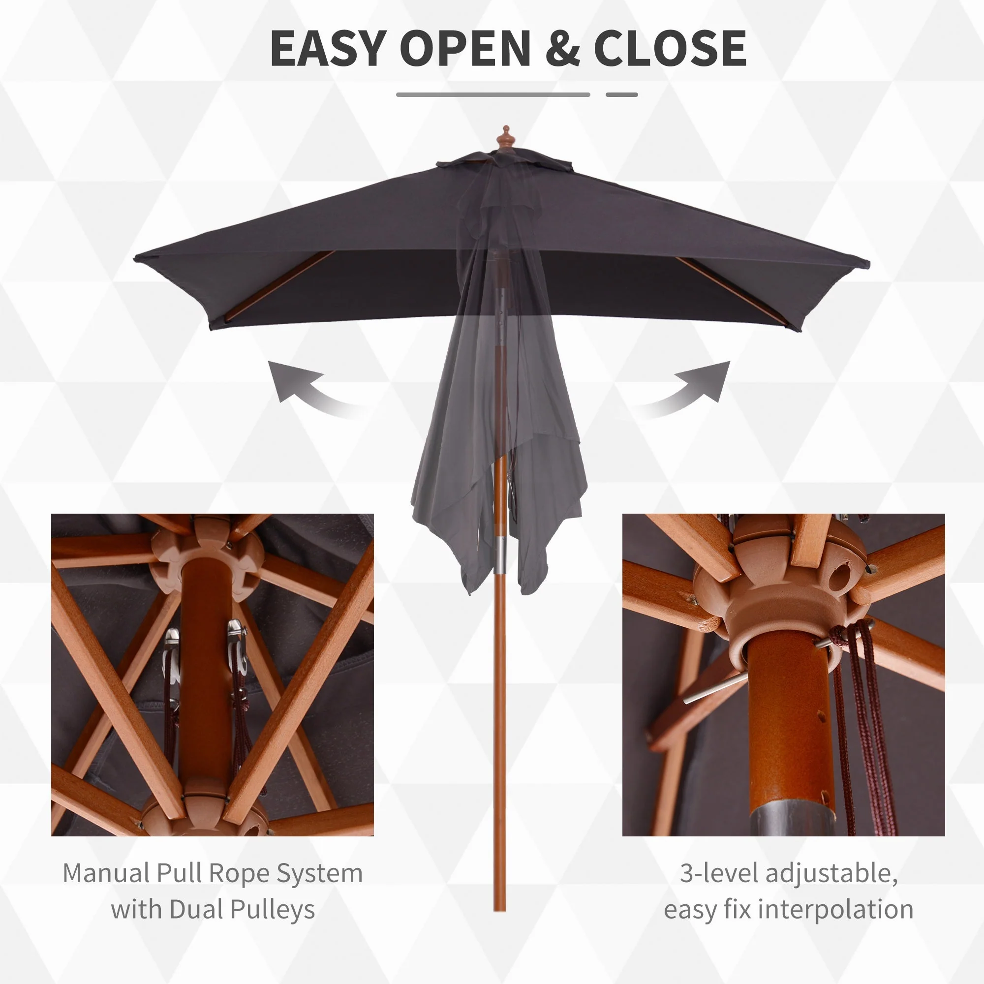 2M X 1.5M Garden Parasol Umbrella With Tilting Sunshade Canopy - Image 6