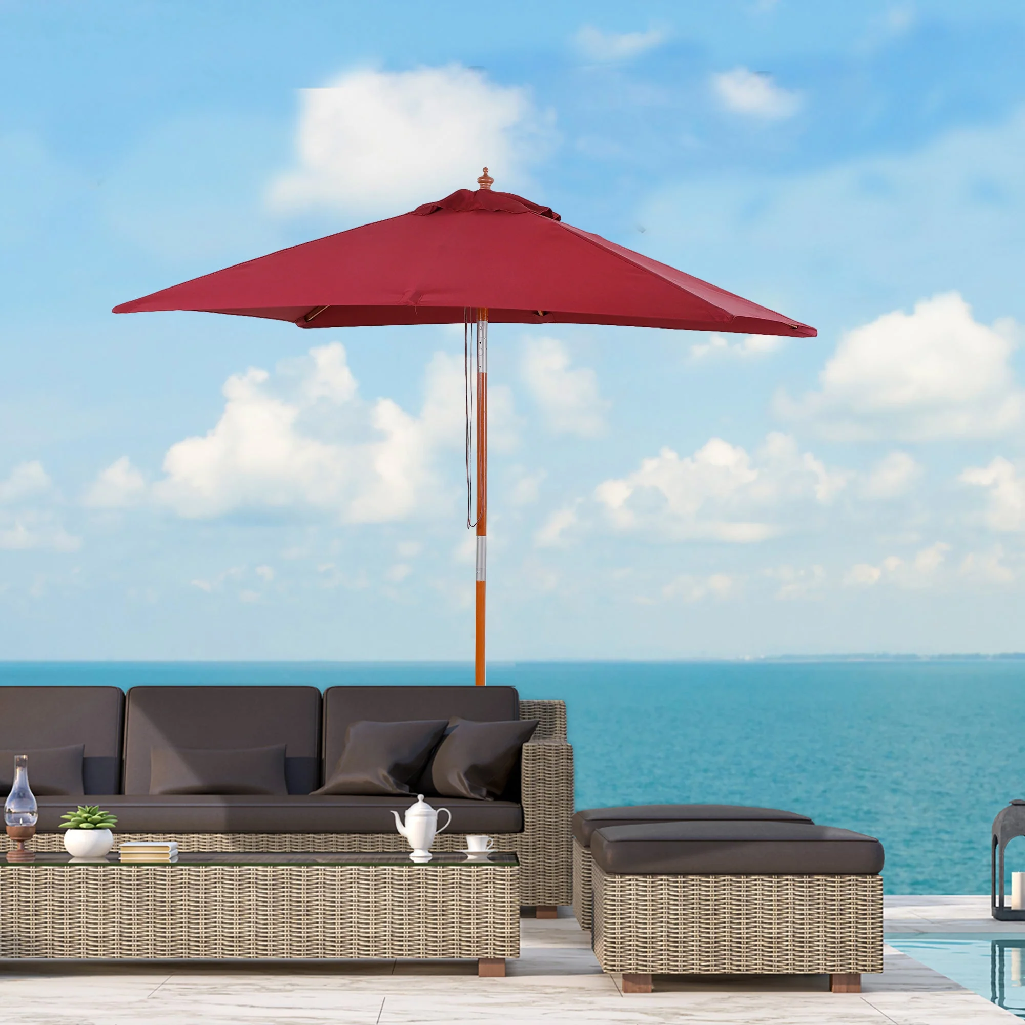 Outsunny 2M X 1.5M Garden Parasol Umbrella With Tilting Sunshade Canopy - Image 2