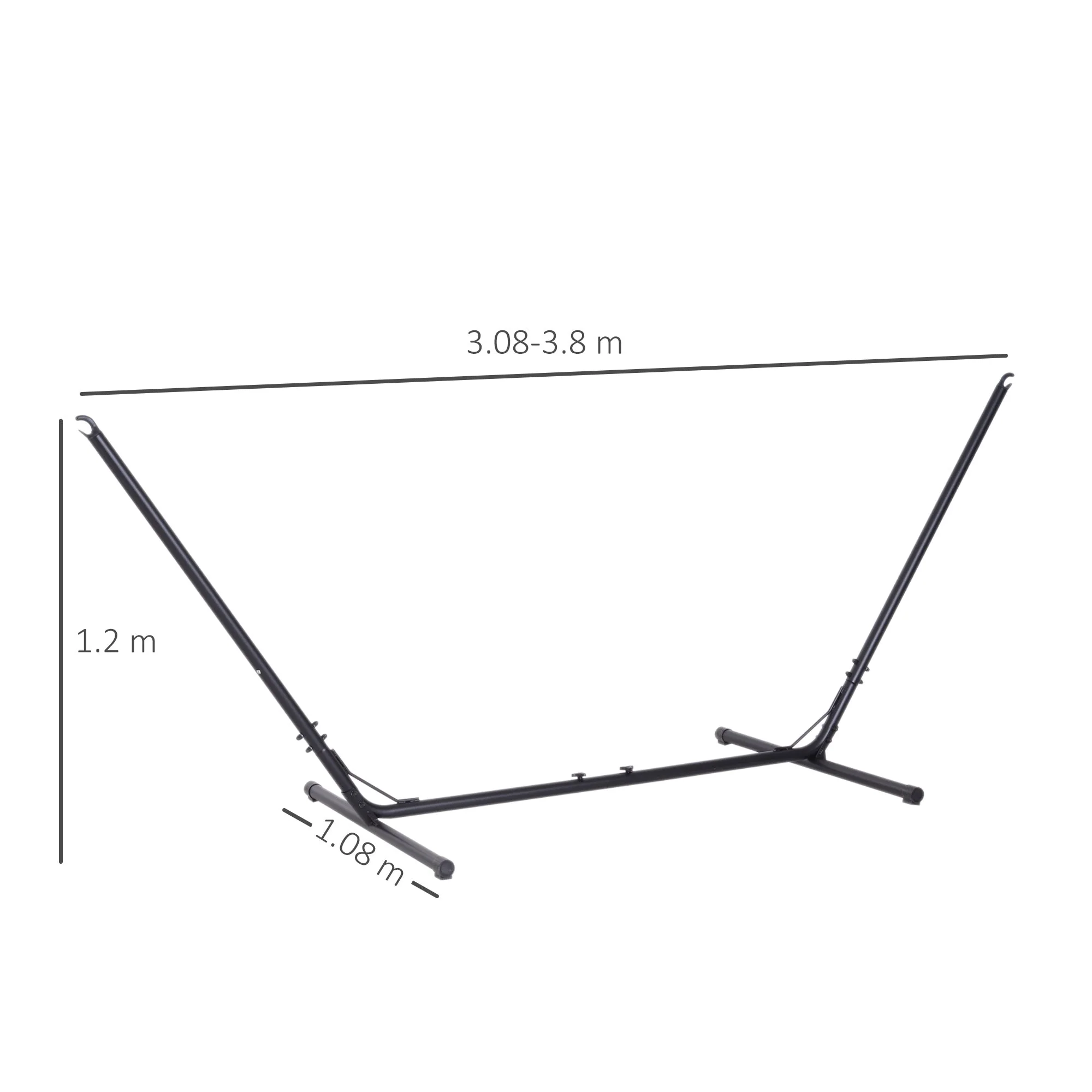 Outsunny 3.1?3.8M Adjustable Universal Hammock Stand Metal Frame Garden Camping Picnic Outdoor Patio Replacement ? Stand Only - Image 3