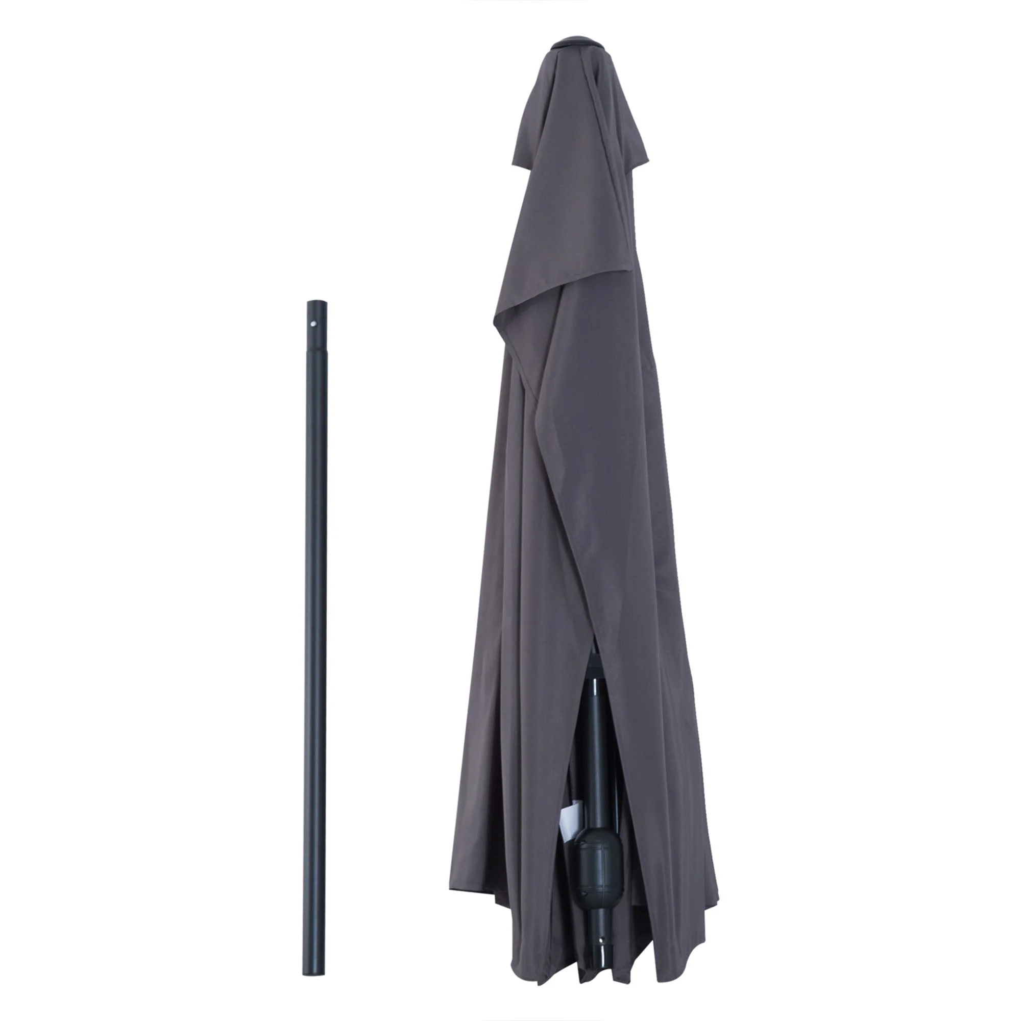 Outsunny 3 m Half Round Umbrella Parasol-Grey - Image 6