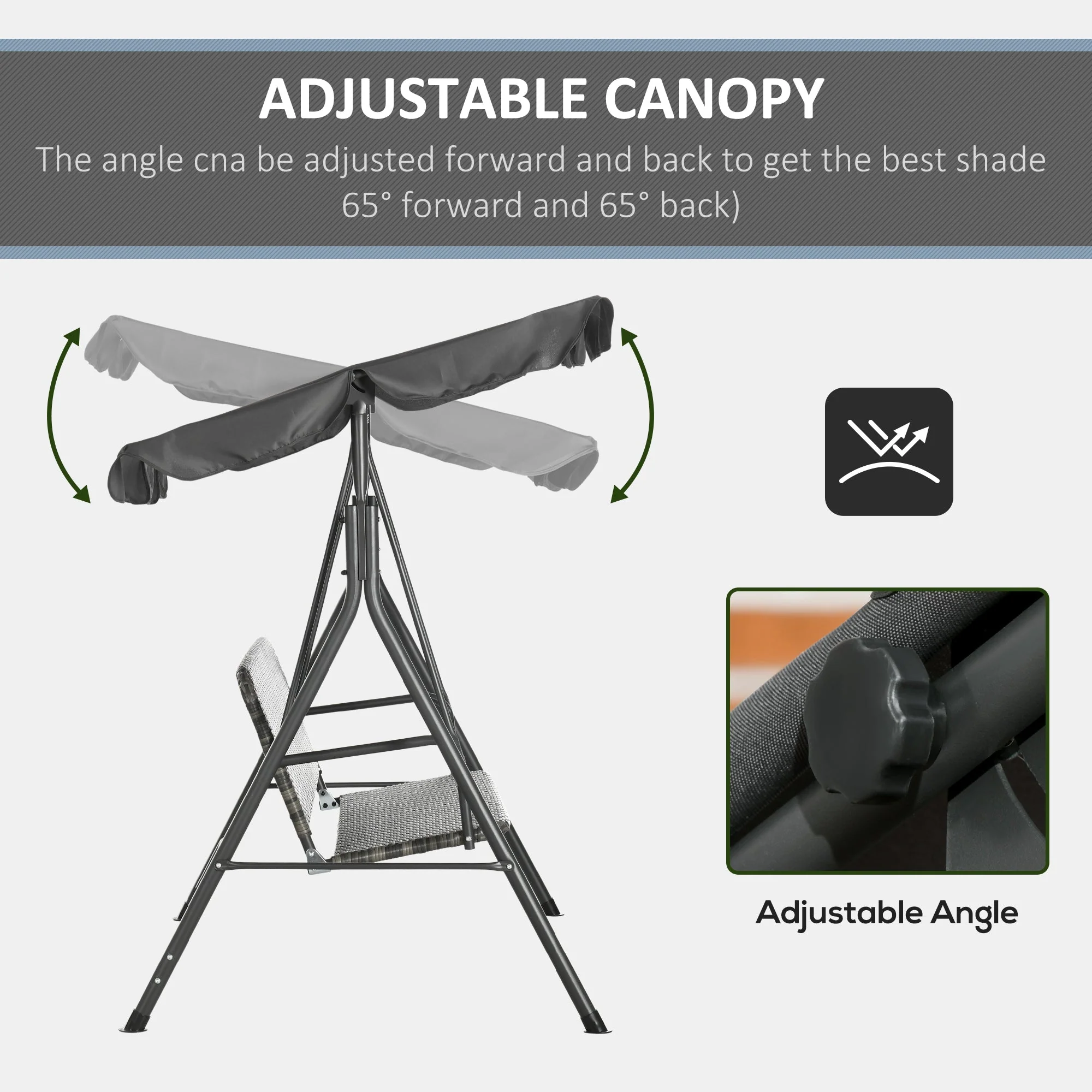 Outsunny 3-person Outdoor PE Rattan Swing Chair - Image 6