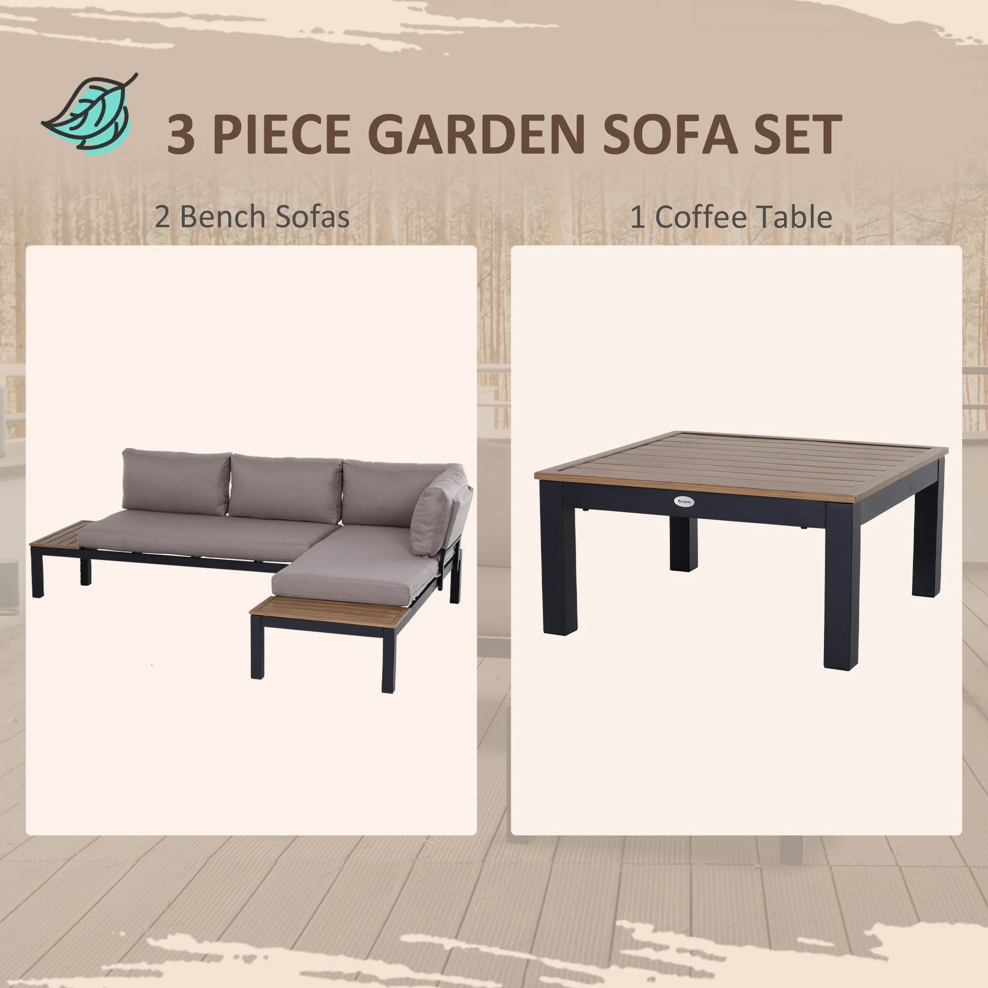Outsunny 3 Pieces Garden Furniture Sets - Image 5
